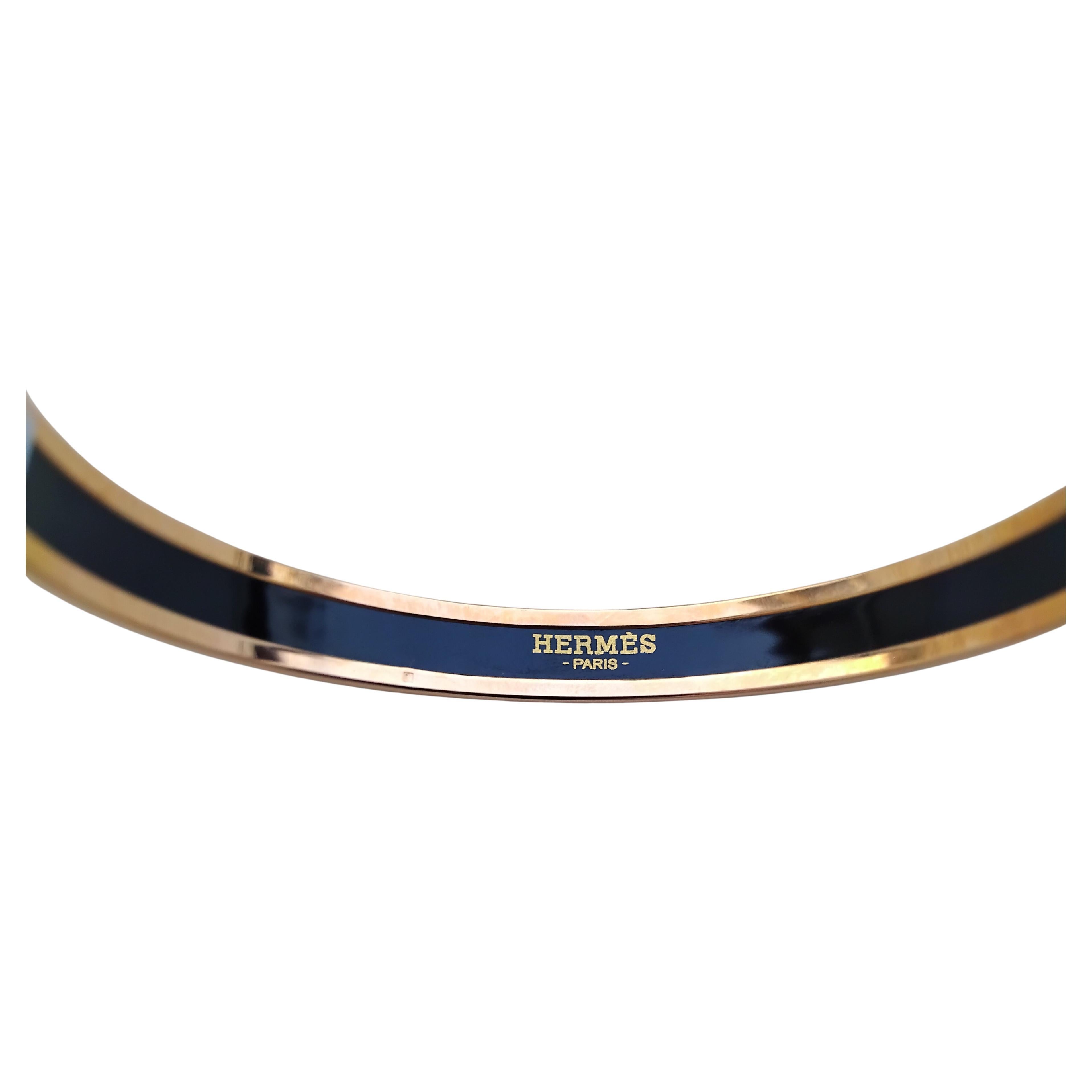 Hermès La Marche de Savana Enamel Bracelet Narrow RGHW Size 65 For Sale 3