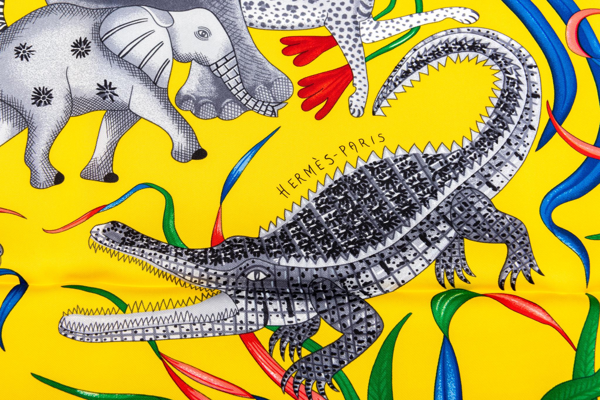 Hermes La Marche Du Zambeze Silk Scarf In New Condition In West Hollywood, CA