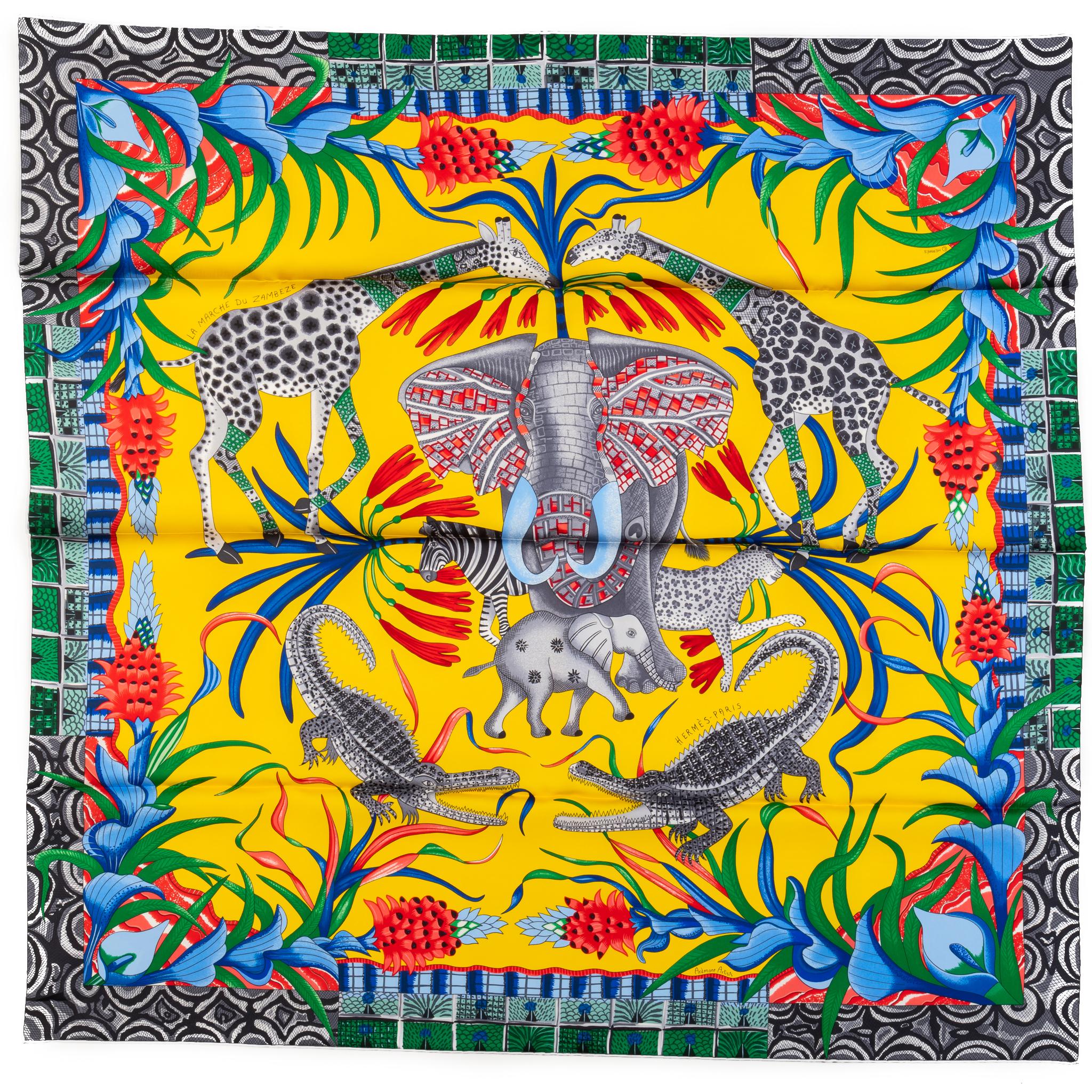 Hermes La Marche Du Zambeze Silk Scarf 1