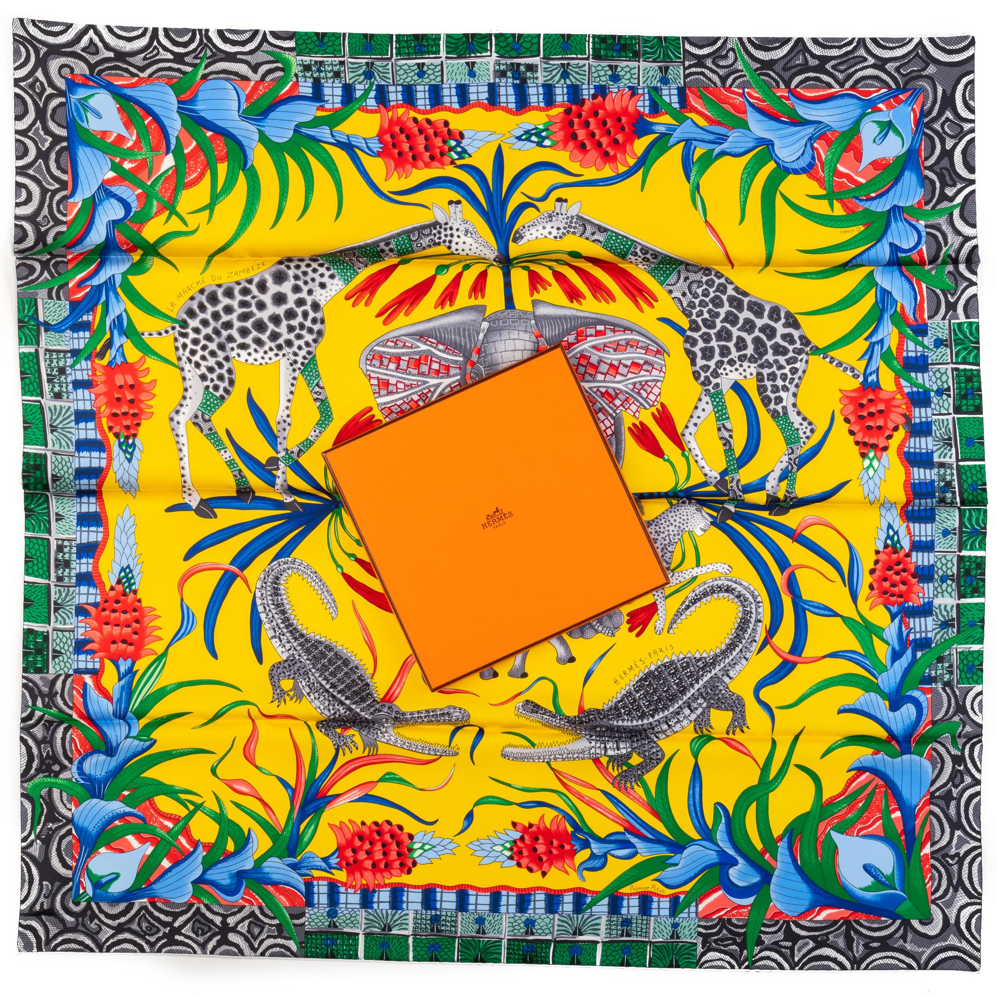 Hermes La Marche Du Zambeze Silk Scarf 2