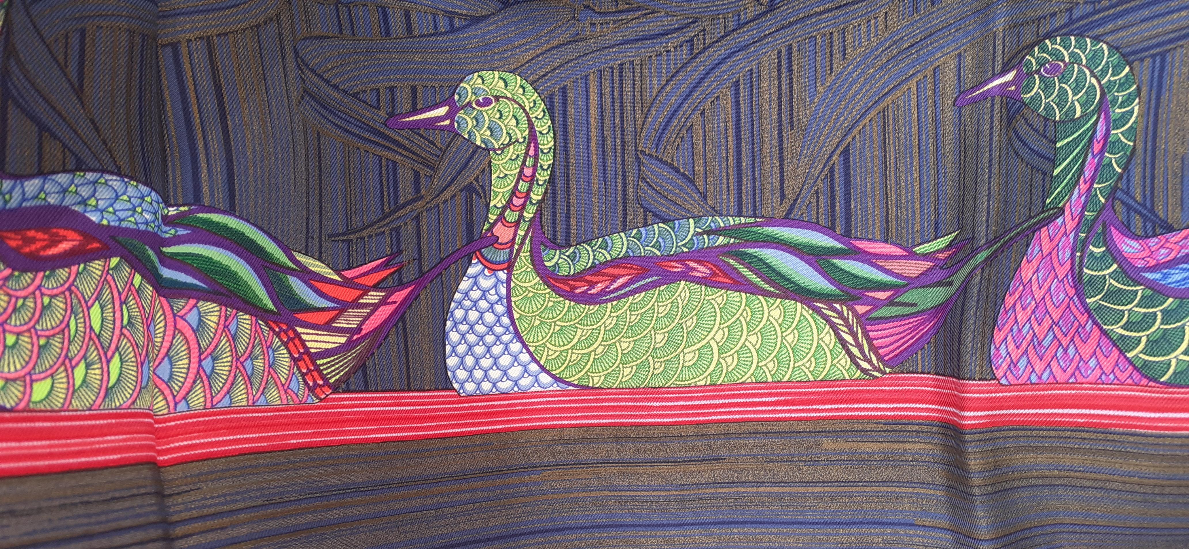 Hermès La Mare aux Canards Silk Scarf Duck Christiane Vauzelles 90 cm For Sale 8