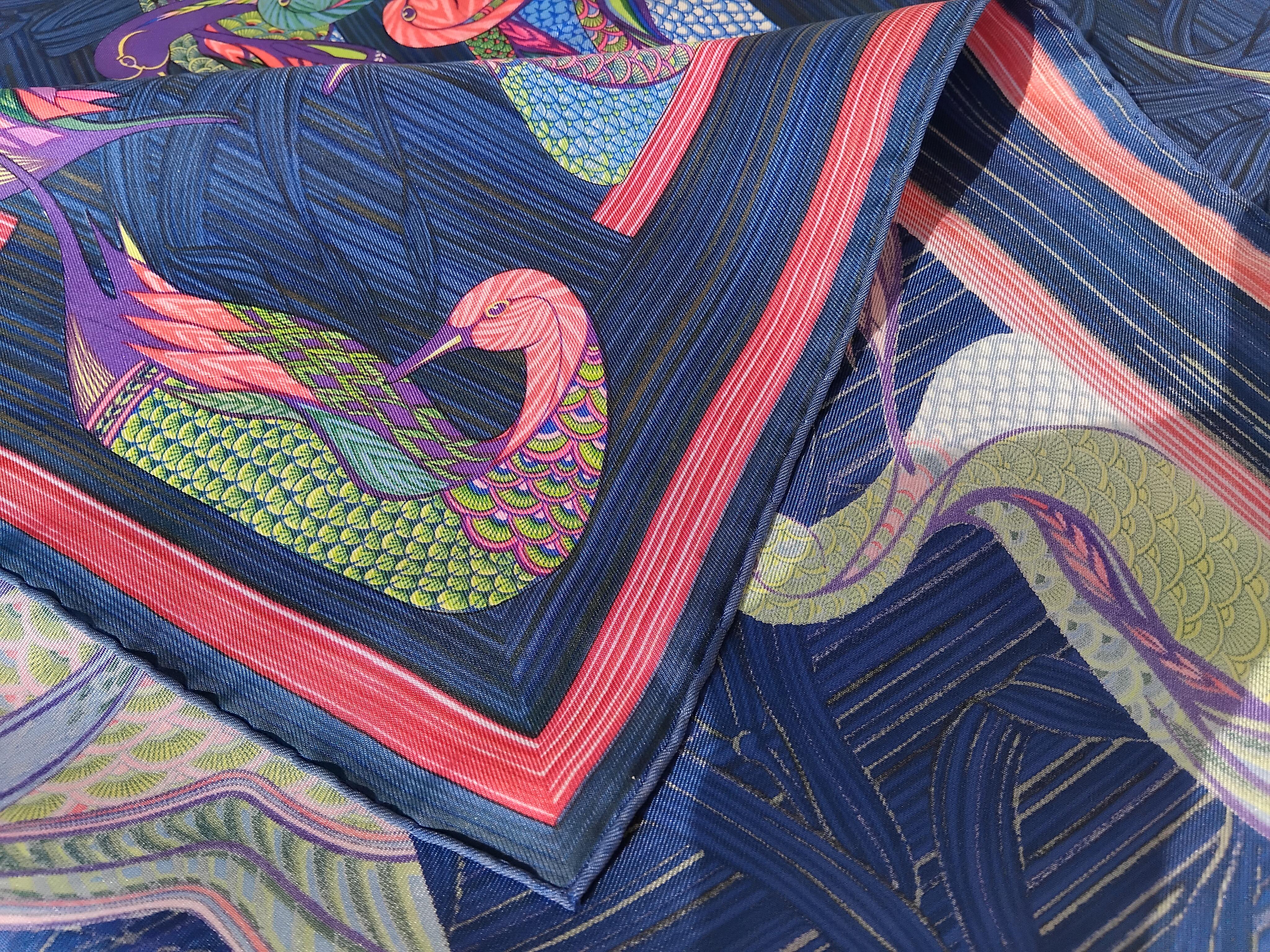 Hermès La Mare aux Canards Pañuelo de seda Pato Christiane Vauzelles 90 cm en venta 12