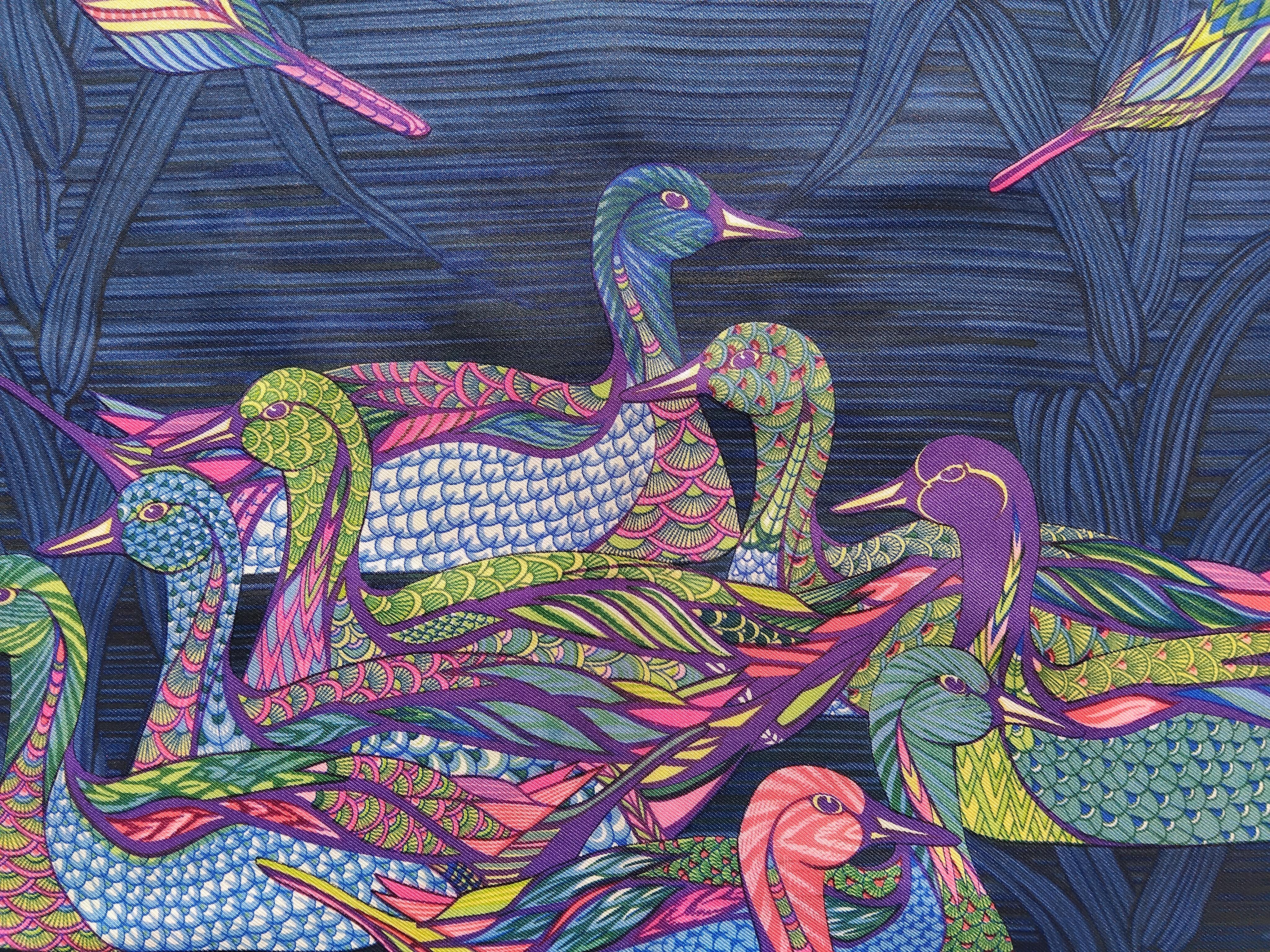 Hermès La Mare aux Canards Pañuelo de seda Pato Christiane Vauzelles 90 cm en venta 13