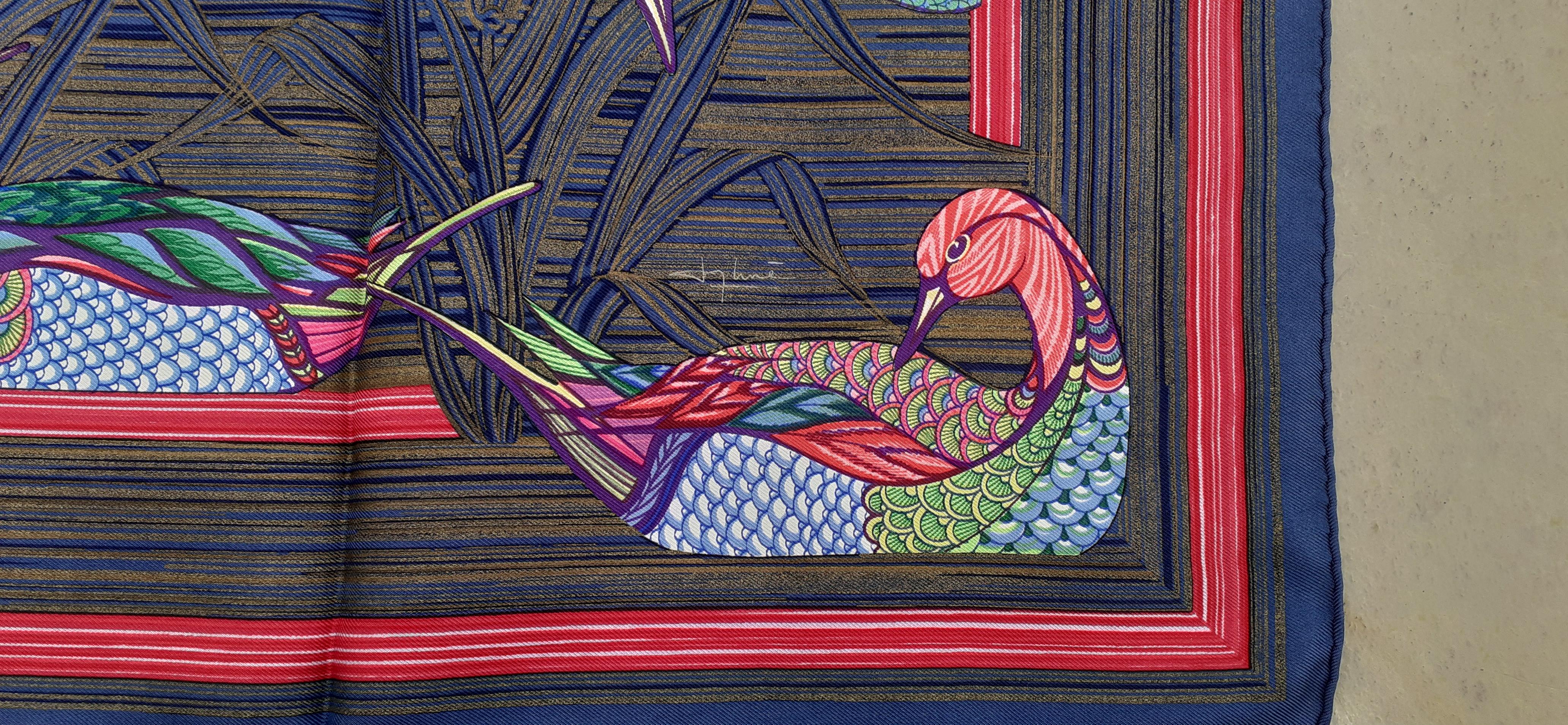 Women's Hermès La Mare aux Canards Silk Scarf Duck Christiane Vauzelles 90 cm For Sale