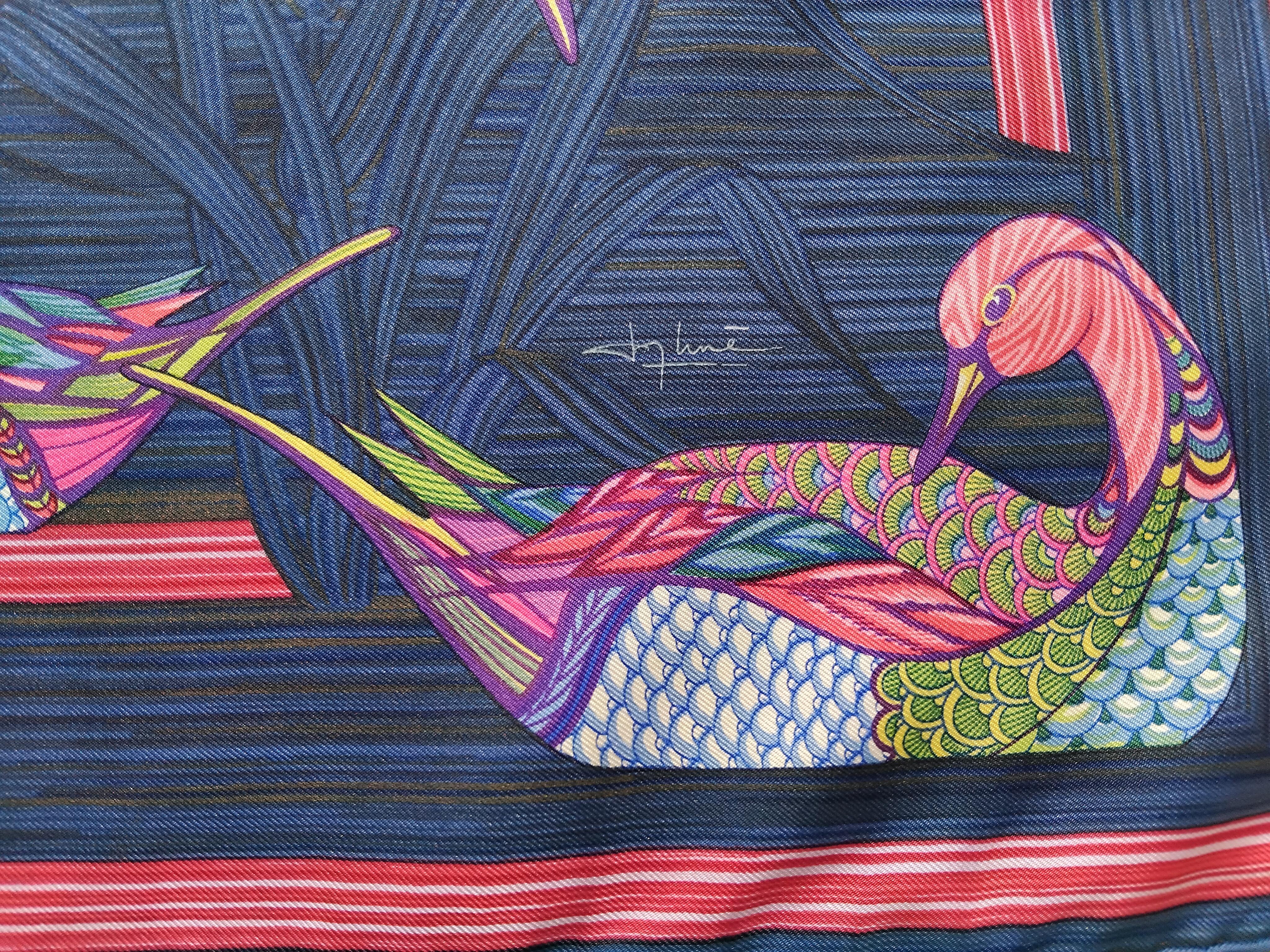 Hermès La Mare aux Canards Pañuelo de seda Pato Christiane Vauzelles 90 cm en venta 5