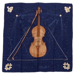 Hermes "La Musique" Blue Silk Scarf