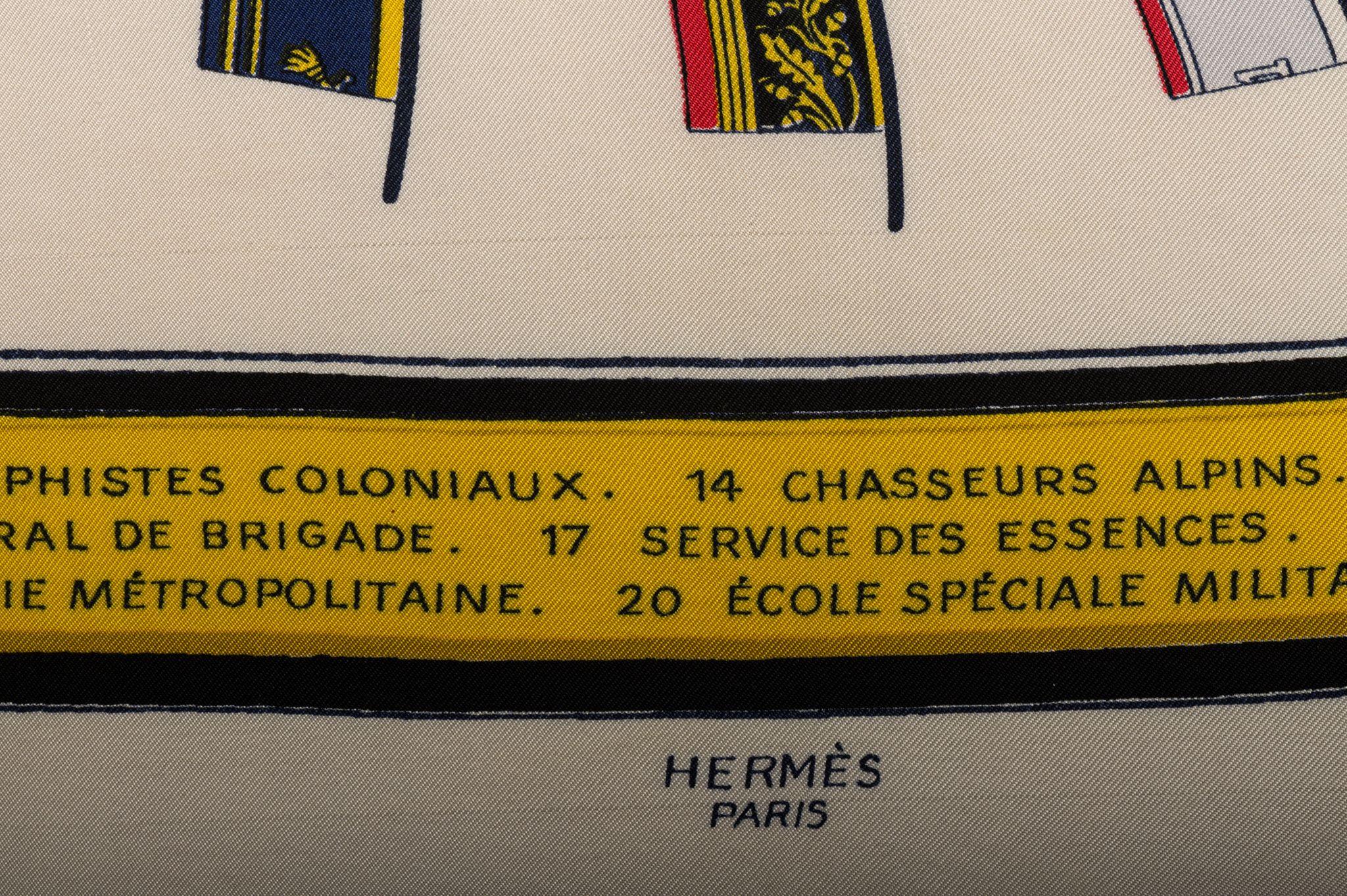 Beige Hermès La Nouvelle Armee Francaise Scarf