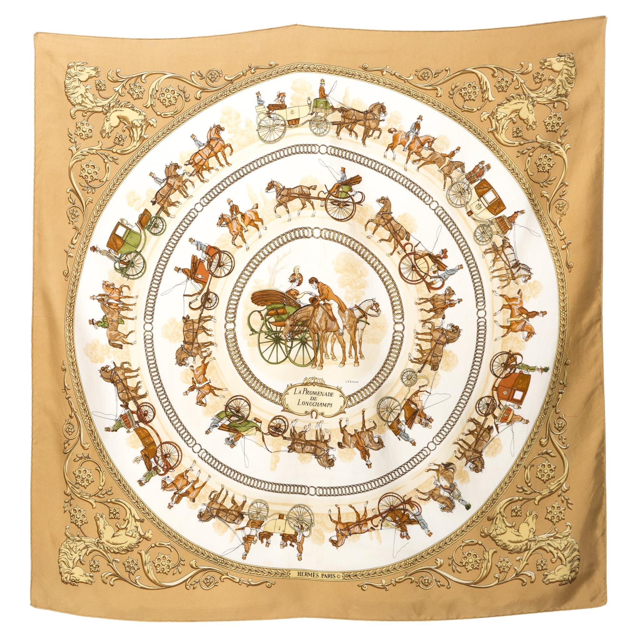 Sciarpa di seta Hermes La Promenade de Longchamps by P Ledoux