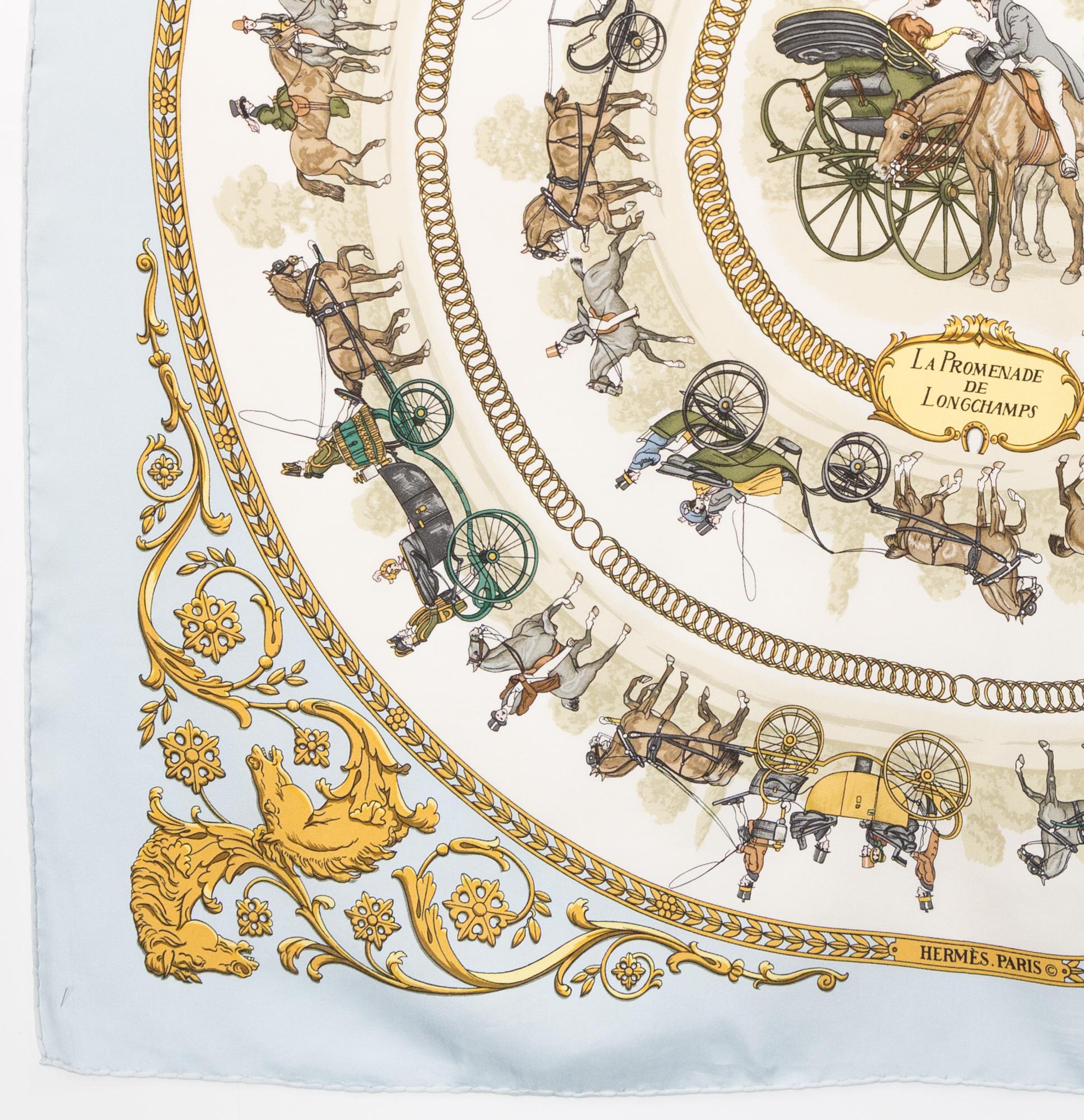 Hermes La Promenade de Longchamps by Philippe Ledoux Silk Scarf For ...