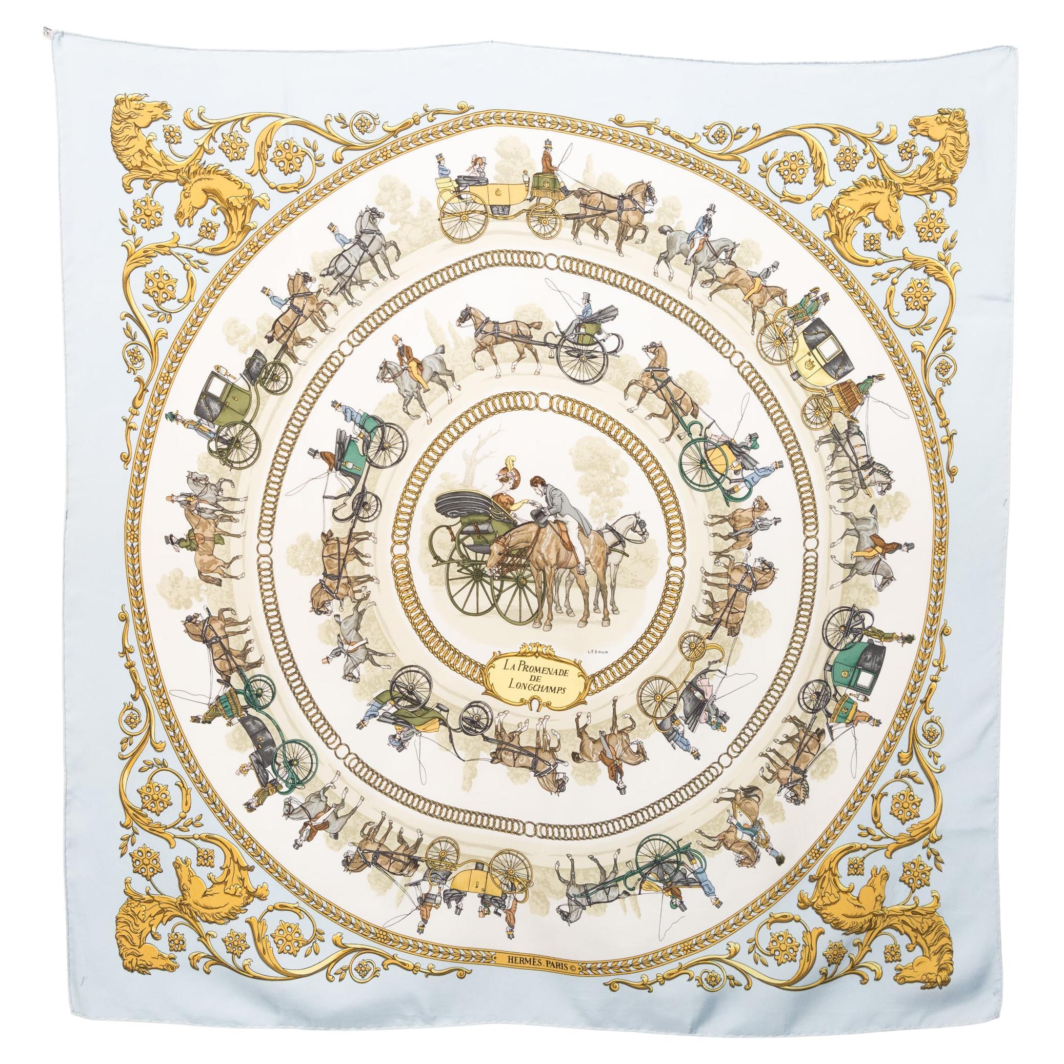 Hermes La Promenade de Longchamps by P Ledoux Silk Scarf