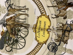 Hermes La Promenade de Longchamps Scarf in red c.1960s