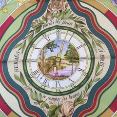 Hermès "La Ronde des Heures" 90cm Silk Twill Scarf by Loïc Dubigeon, 2000.