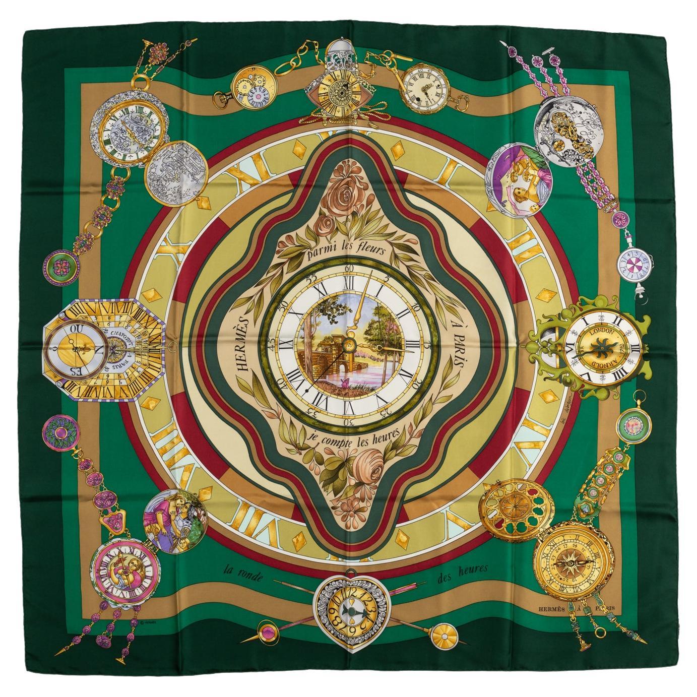 Hermes "La Ronde des Heures" Scarf For Sale