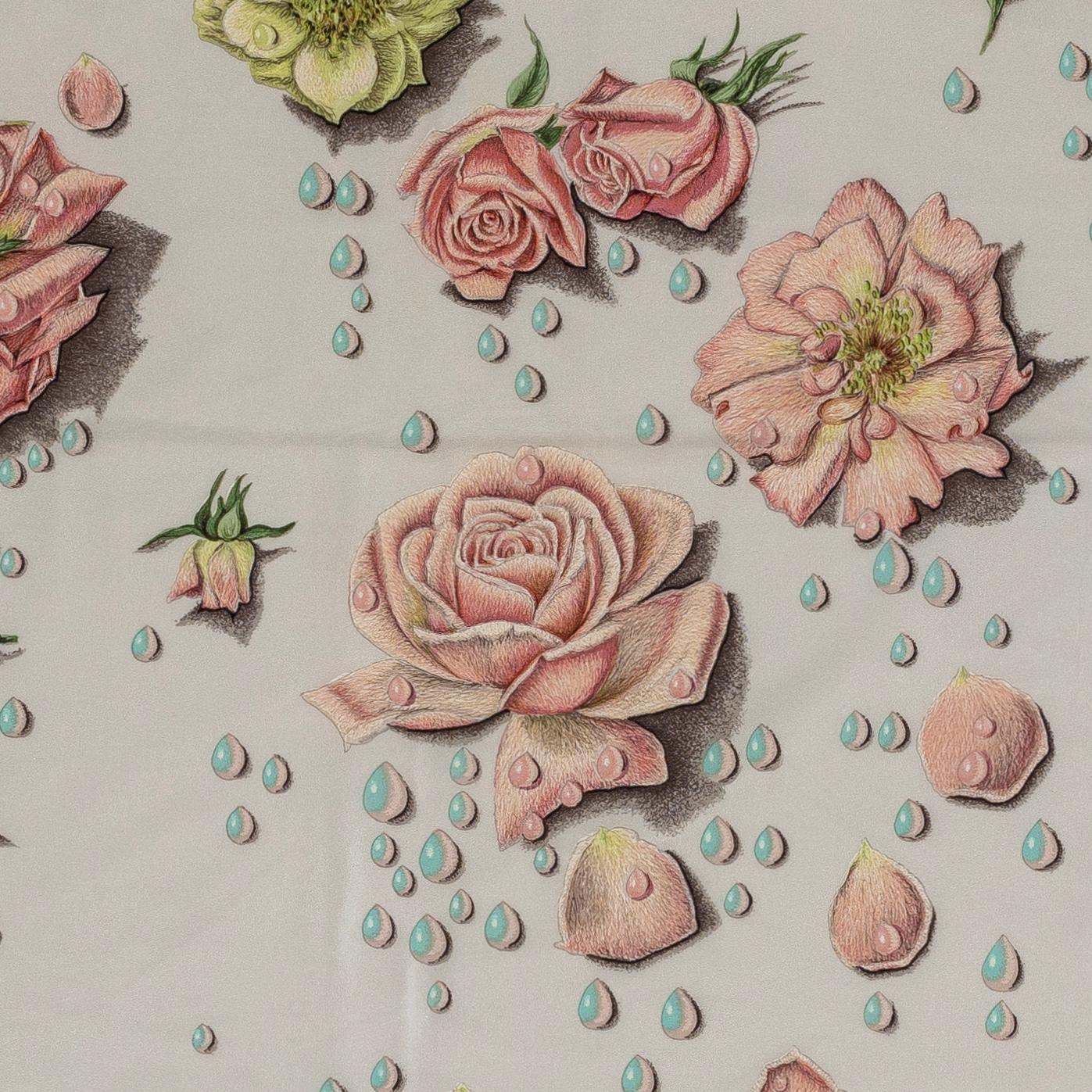 Hermes La Rosee - Scialle di seta 140 - Crepe di seta - Rosa - MWOCT - Raro! In condizioni ottime in vendita a Ottawa, CA