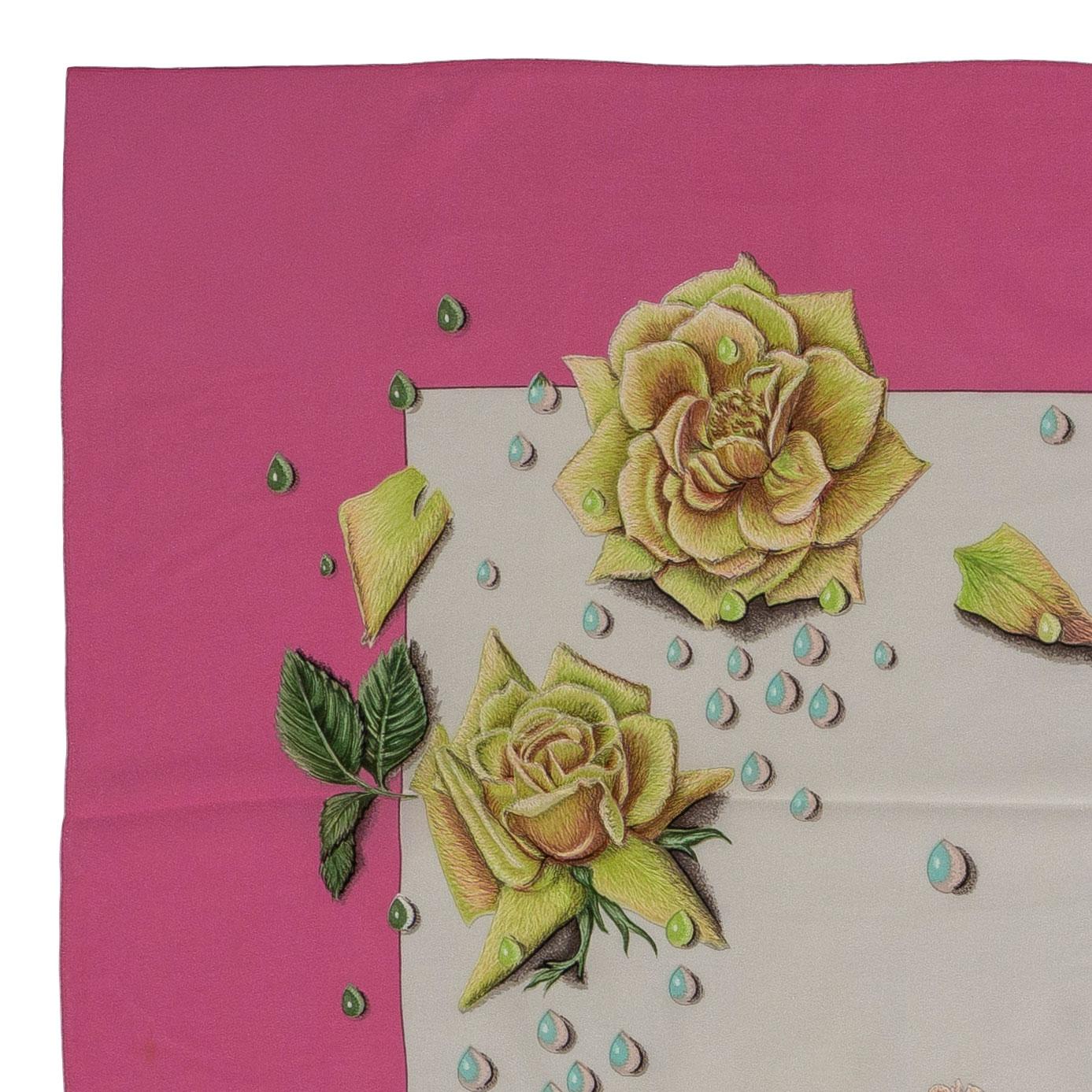 Donna Hermes La Rosee - Scialle di seta 140 - Crepe di seta - Rosa - MWOCT - Raro! in vendita