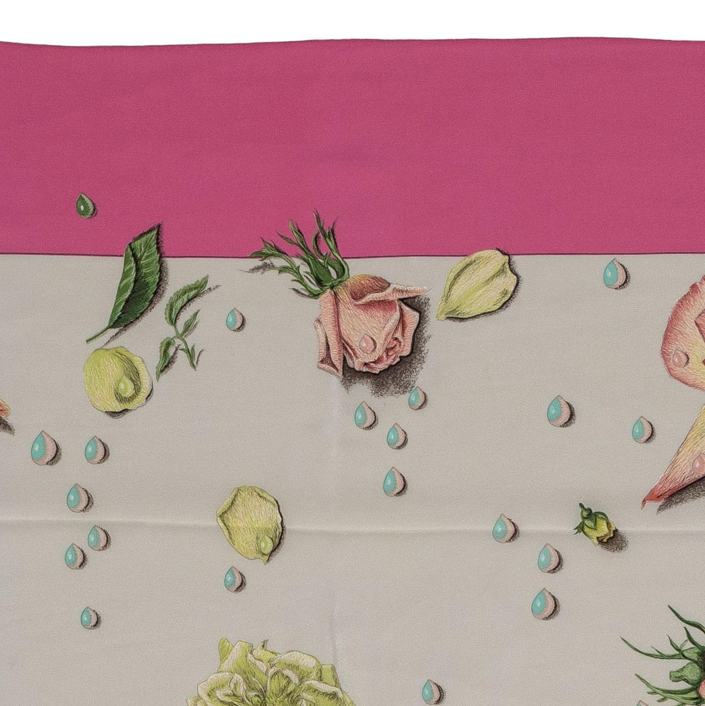 Hermes La Rosee - Scialle di seta 140 - Crepe di seta - Rosa - MWOCT - Raro! in vendita 1