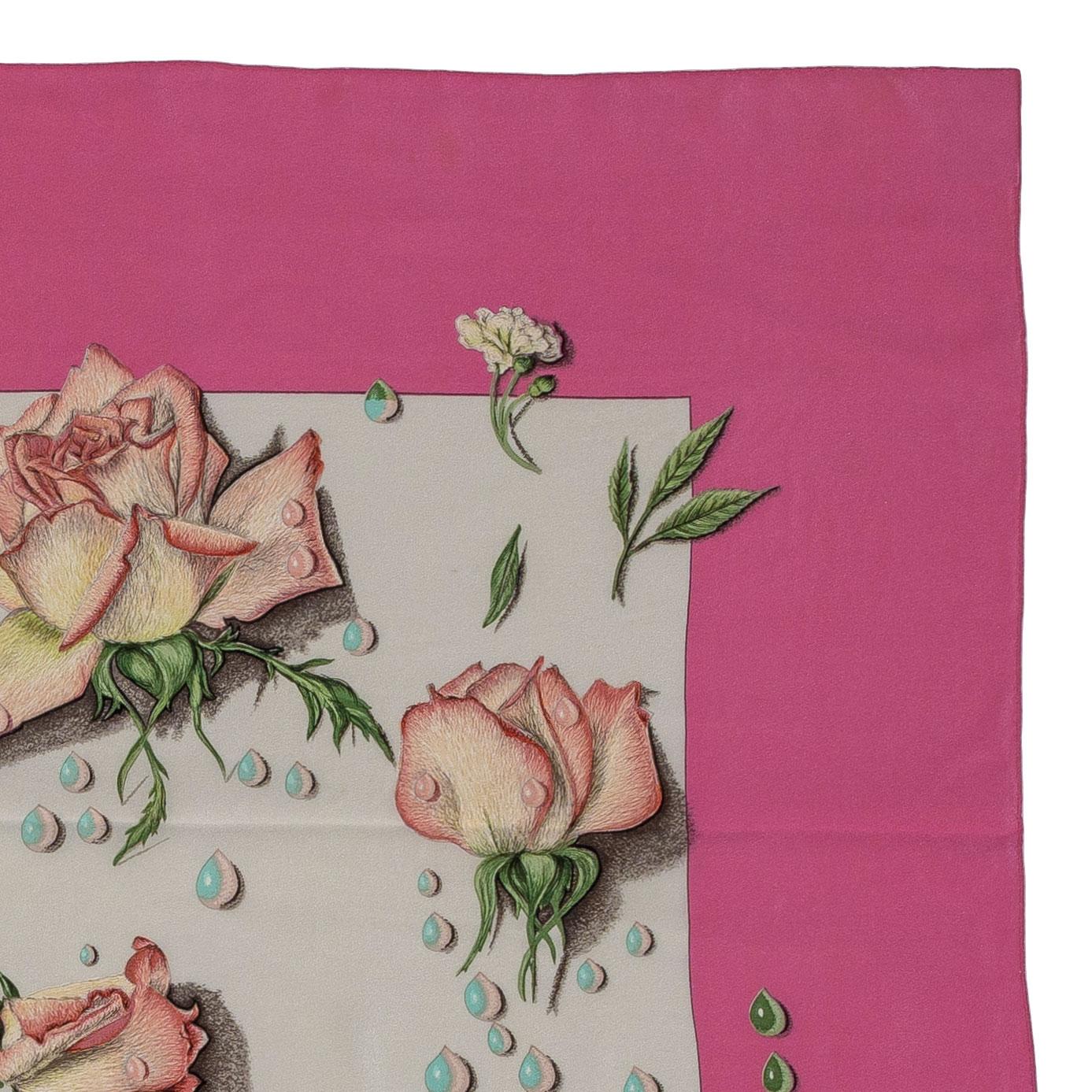Hermes La Rosee - Scialle di seta 140 - Crepe di seta - Rosa - MWOCT - Raro! in vendita 2