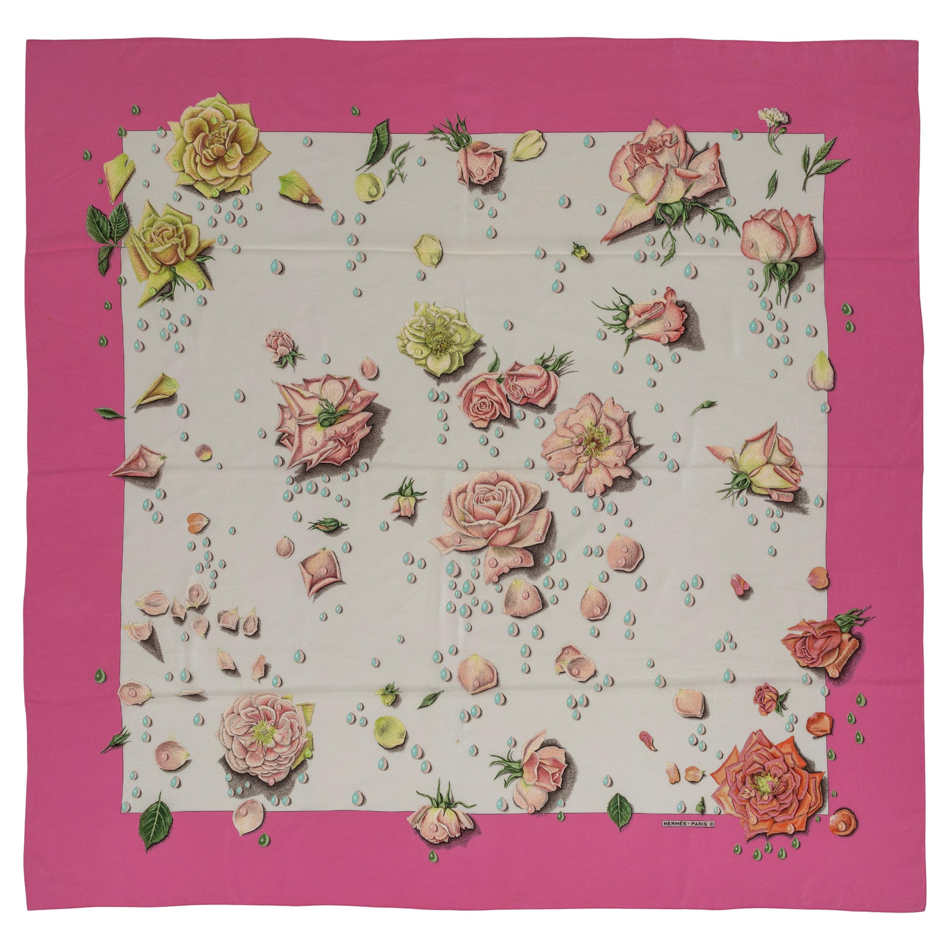 Hermes La Rosee - Scialle di seta 140 - Crepe di seta - Rosa - MWOCT - Raro!