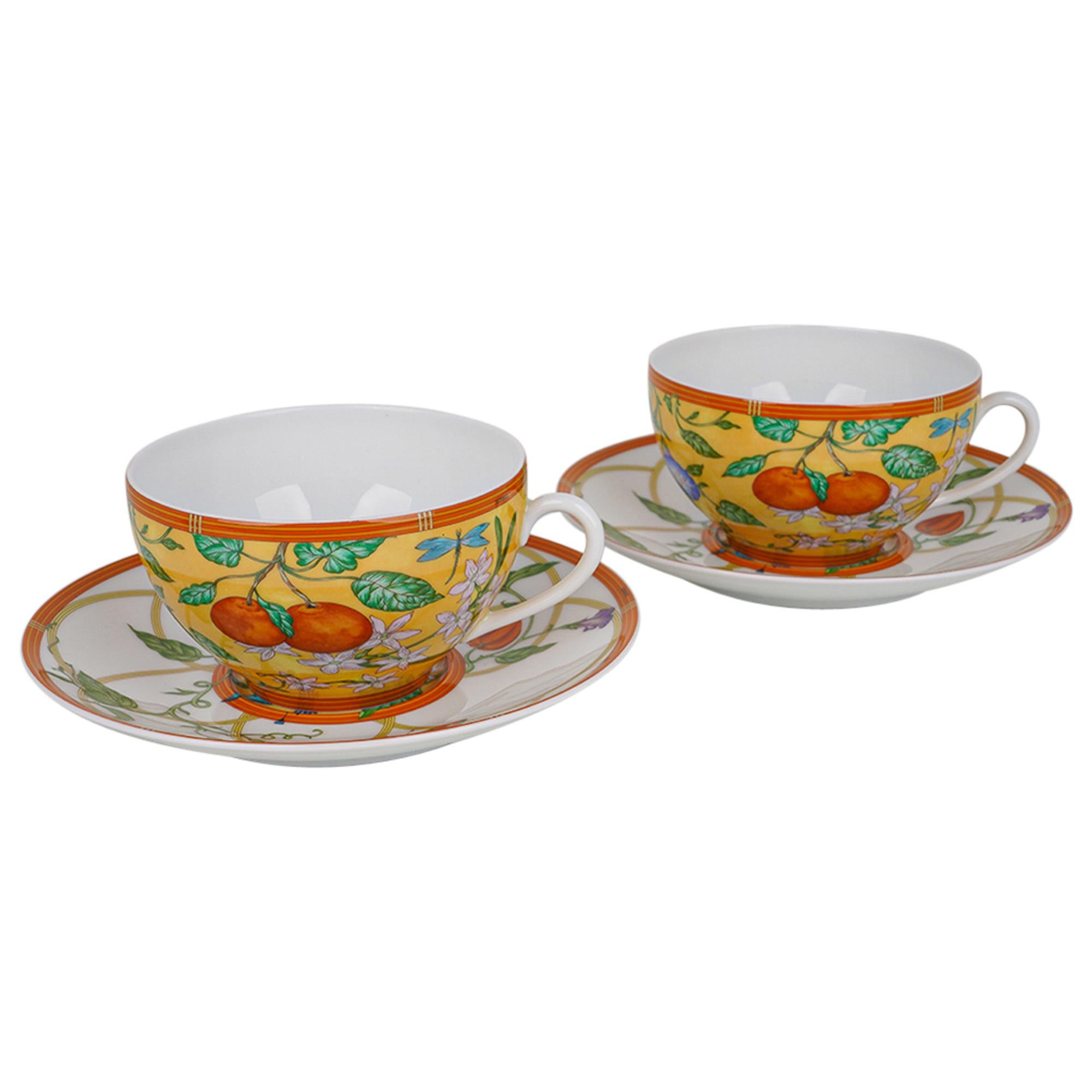Hermes La Siesta Breakfast Cup and Saucer Porcelain Set of 2 New w/Box 1