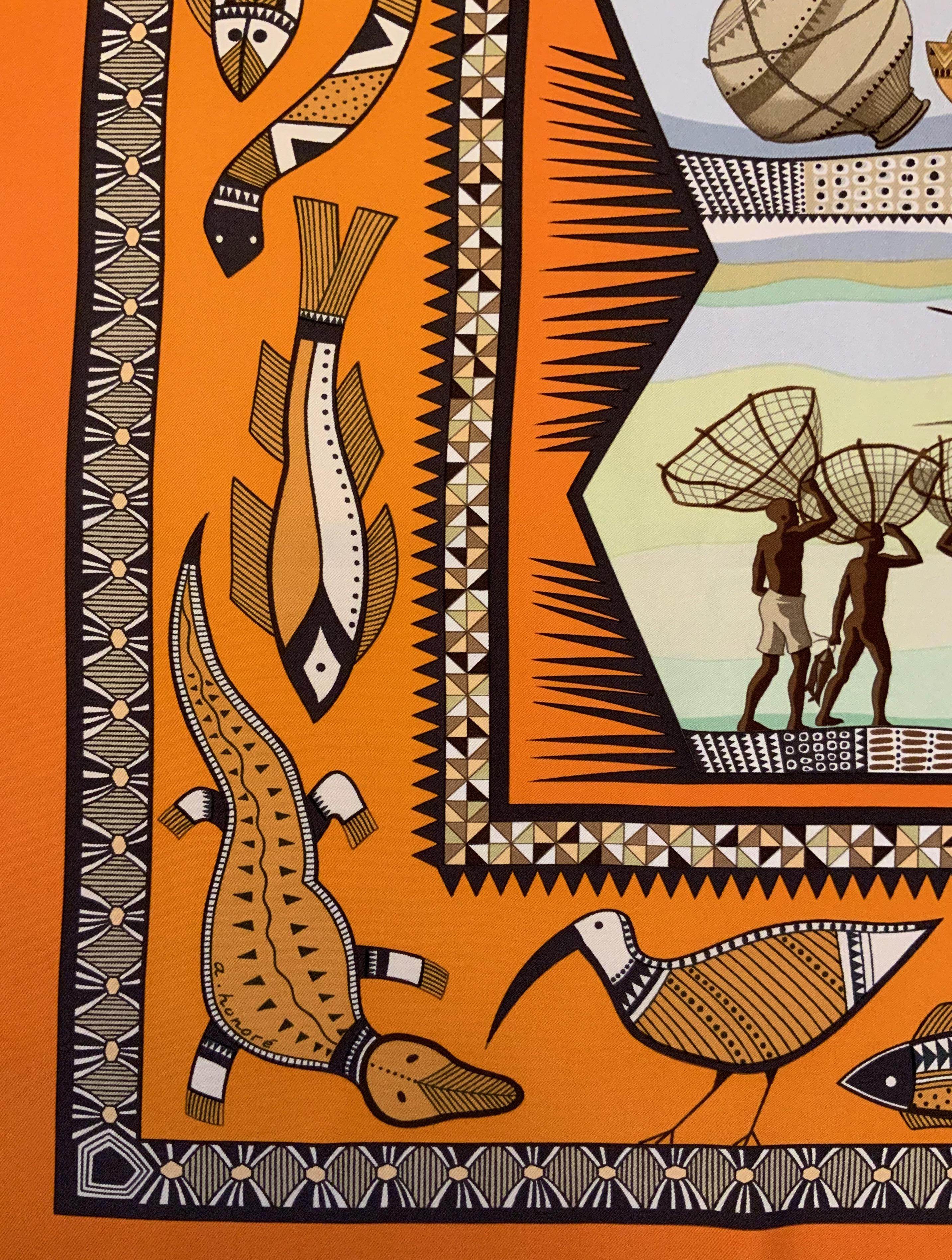 Hermès La vie du Fleuve Orange Seidenschal 1