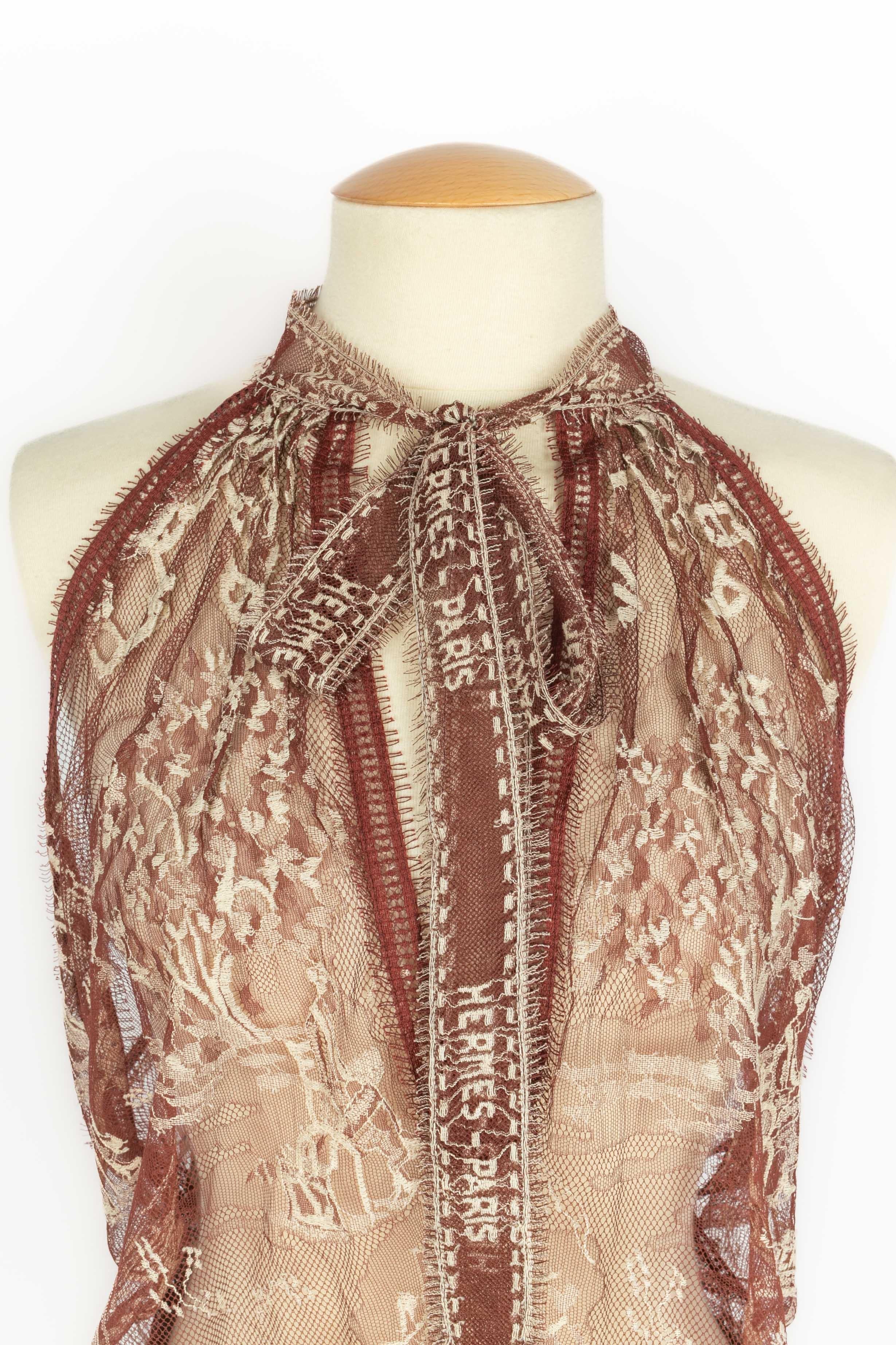 Beige Hermès lace top For Sale