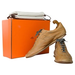 Hermès laced "Quick" Sneakers in beige leather, size 44.5