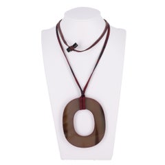 Hermes Lacquered Buffalo Horn Isthme Pendant Necklace