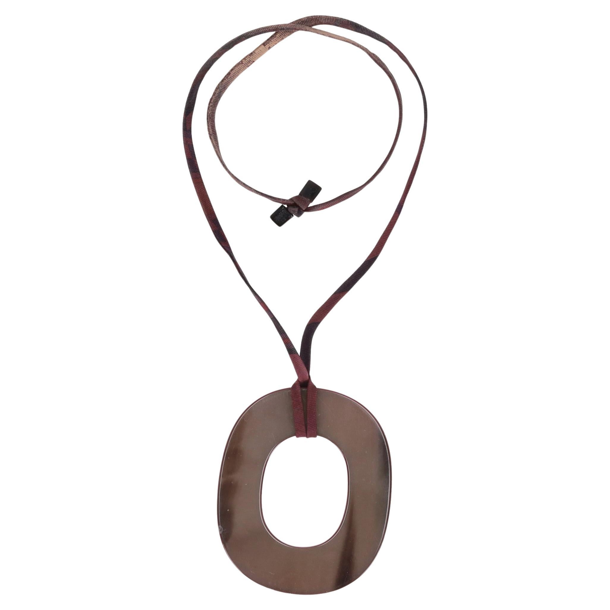 Hermes Lacquered Buffalo Horn Isthme Pendant Necklace For Sale