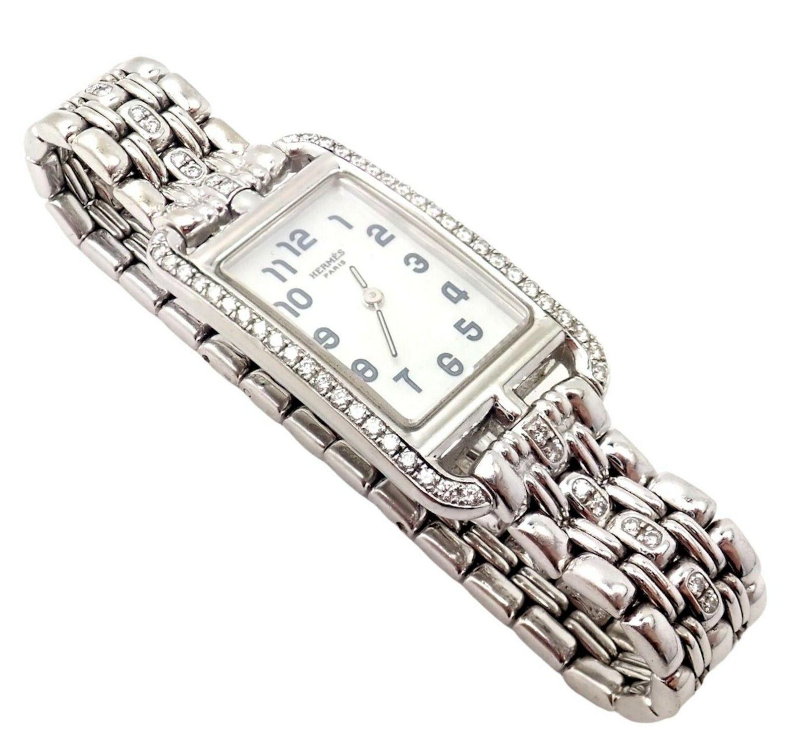 Women's or Men's Hermès Ladies White Gold Diamond Cape Cod Nantucket Quartz Wristwatch For Sale