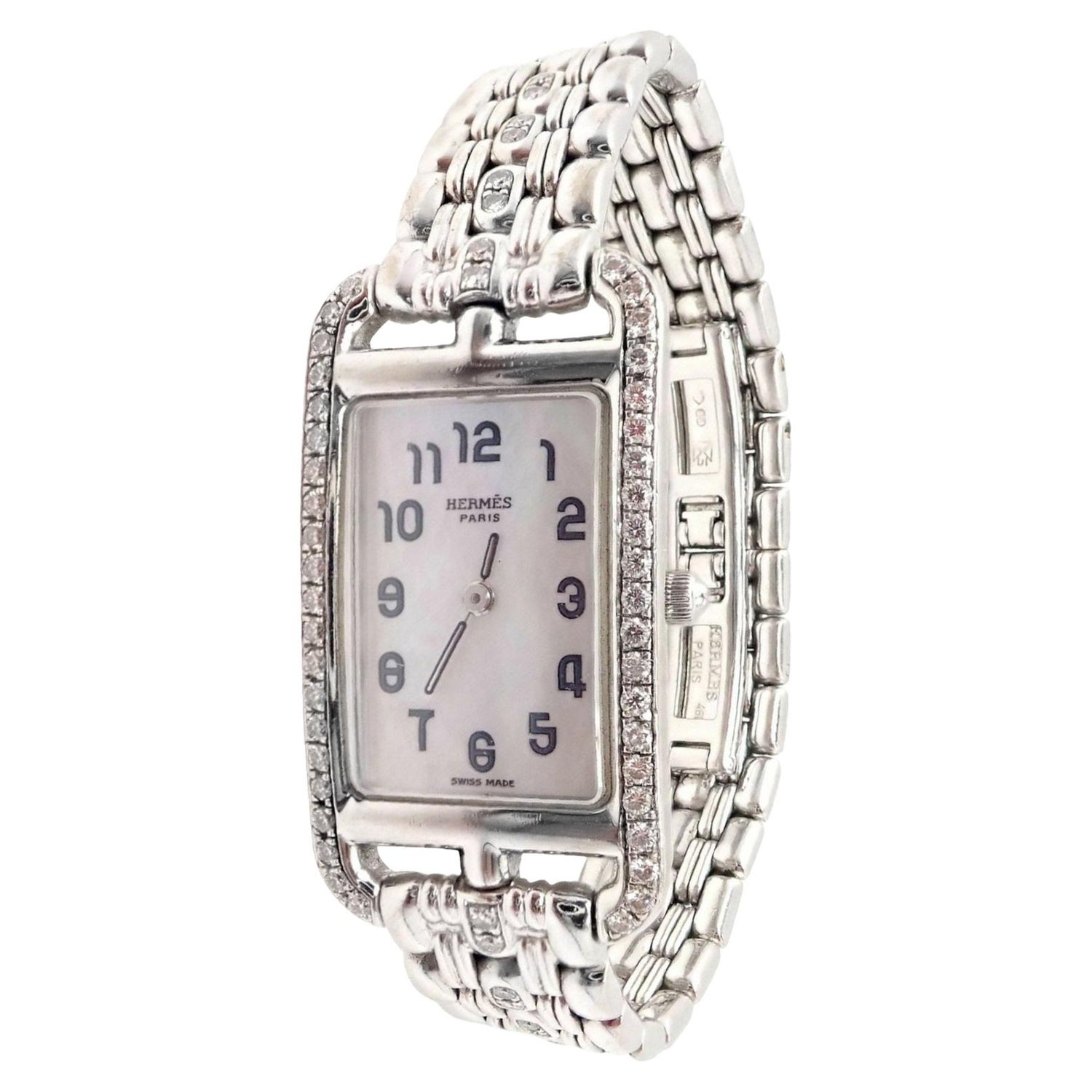 Hermès Ladies White Gold Diamond Cape Cod Nantucket Quartz Wristwatch For  Sale at 1stDibs