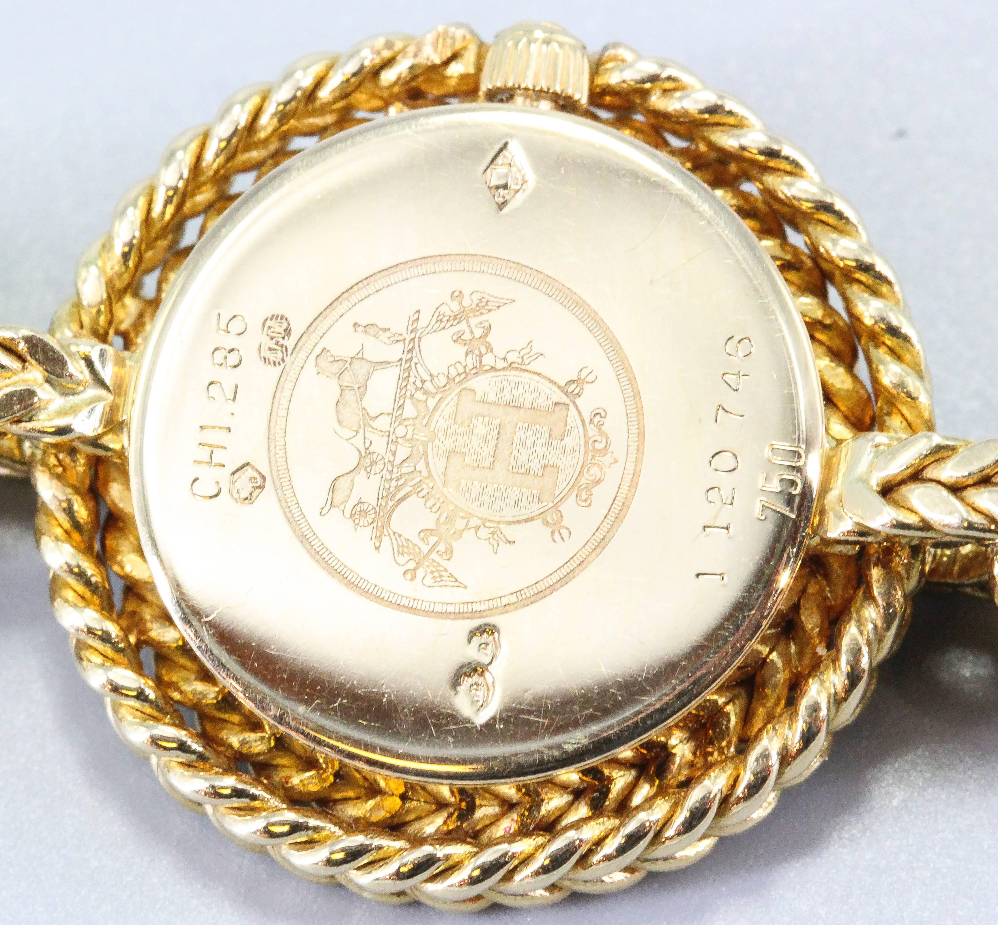 Women's Hermes Paris Chaine D'Ancre Toggle Link Yellow Gold Wristwatch