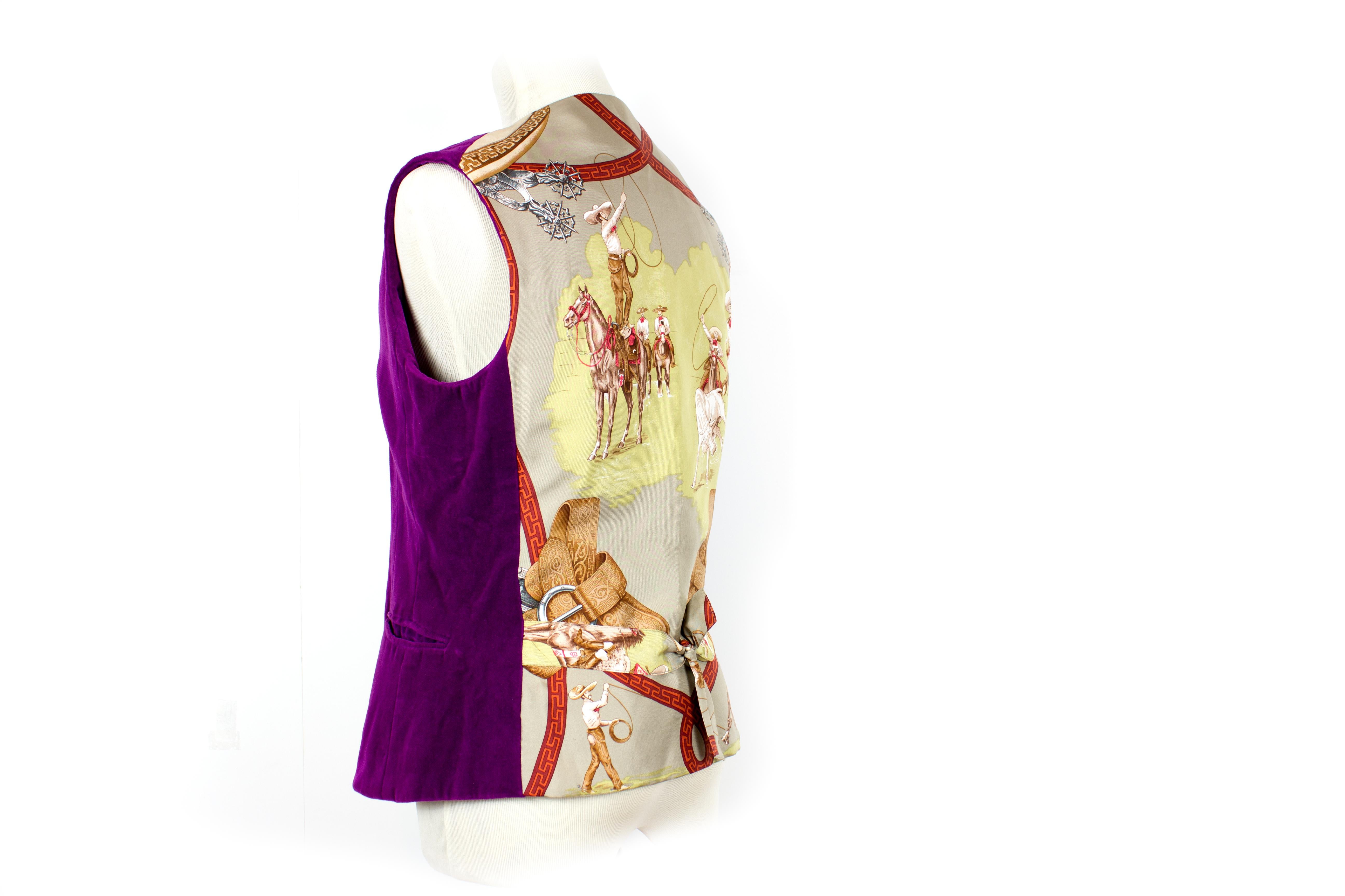 Hermes Lady Vest - 5 Buttons Charreada Red Violet - Excellent Condition! For Sale 8