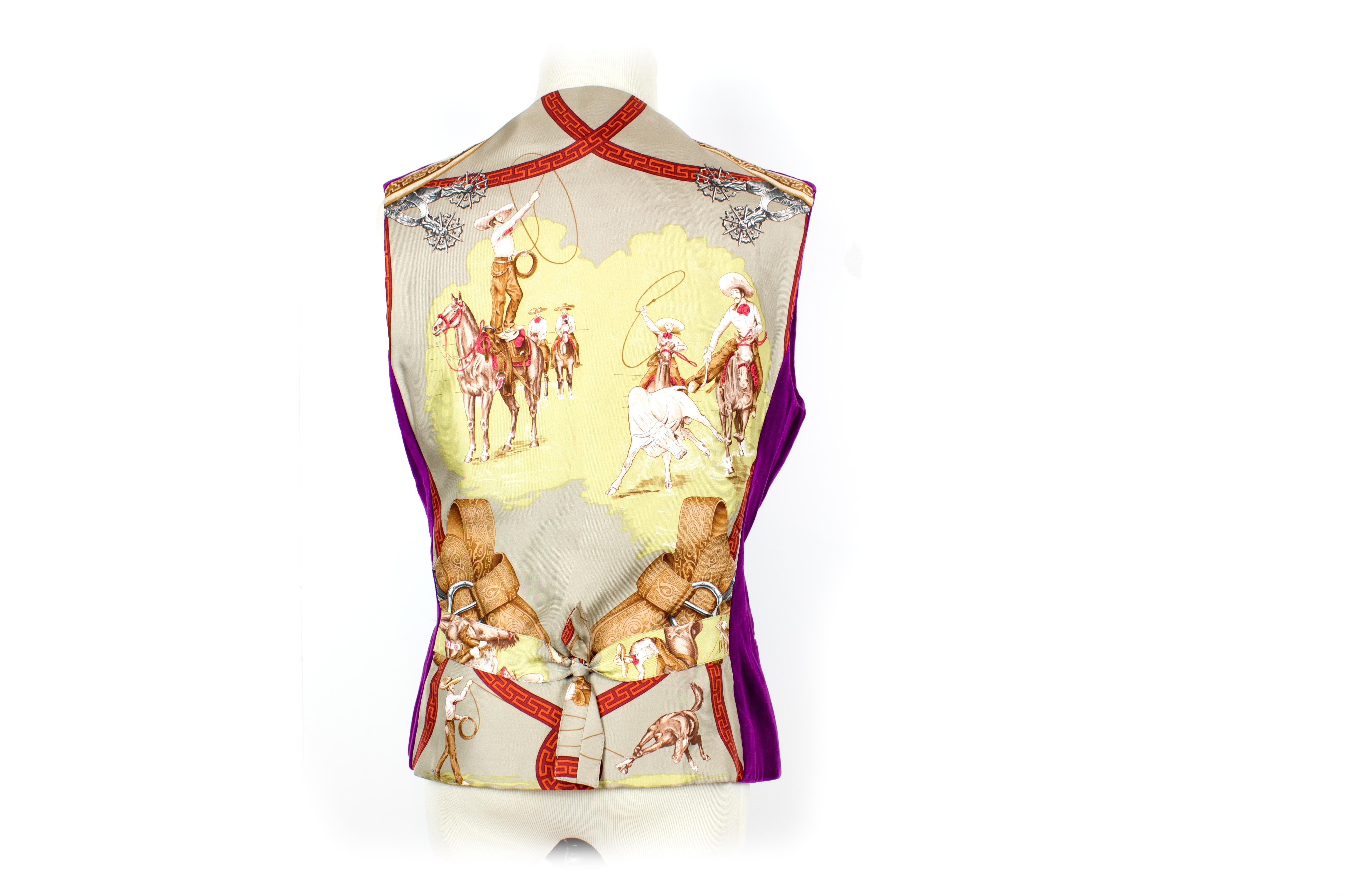 Hermes Lady Vest - 5 Buttons Charreada Red Violet - Excellent Condition! For Sale 9