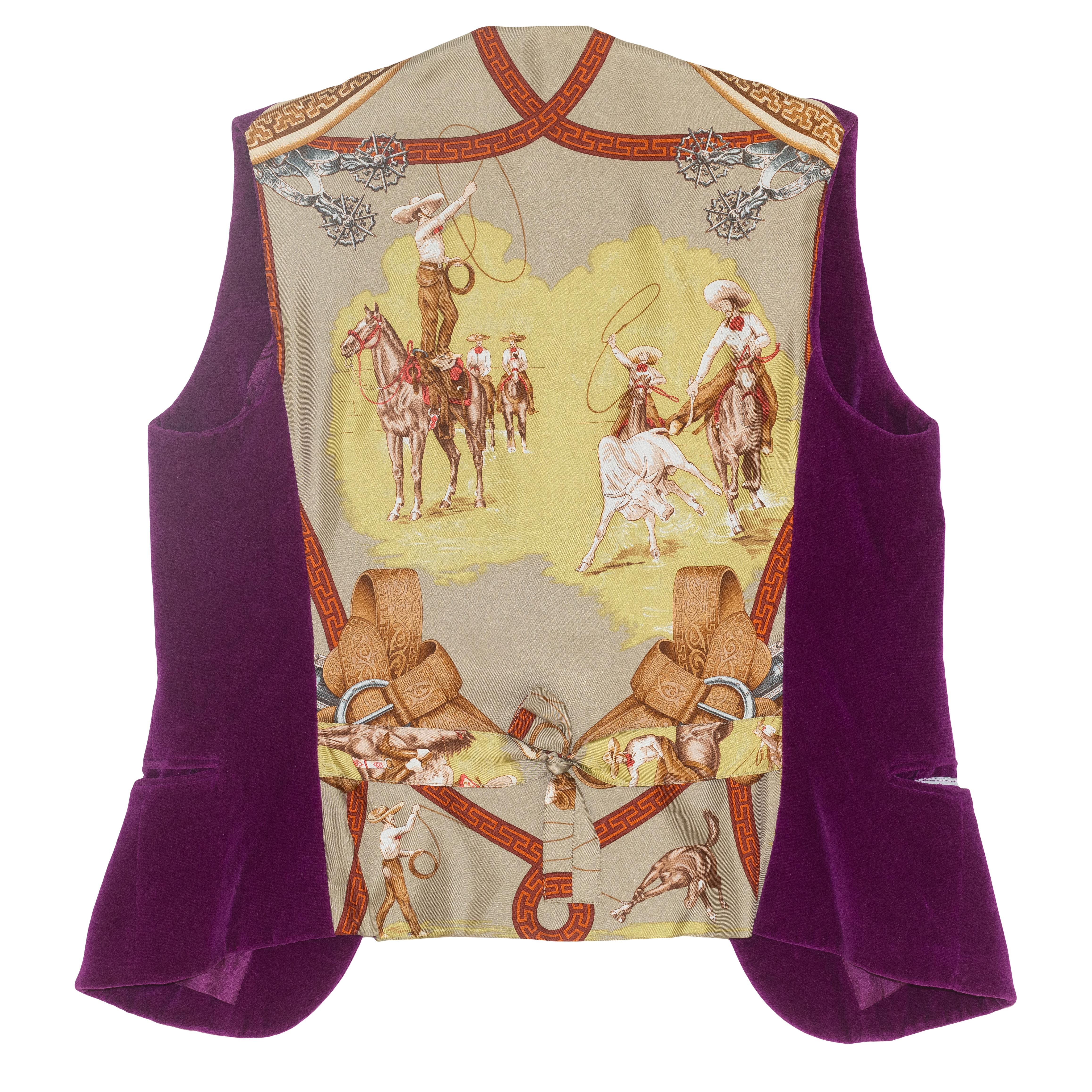 Hermes Lady Vest - 5 Buttons Charreada Red Violet - Excellent Condition! For Sale 1