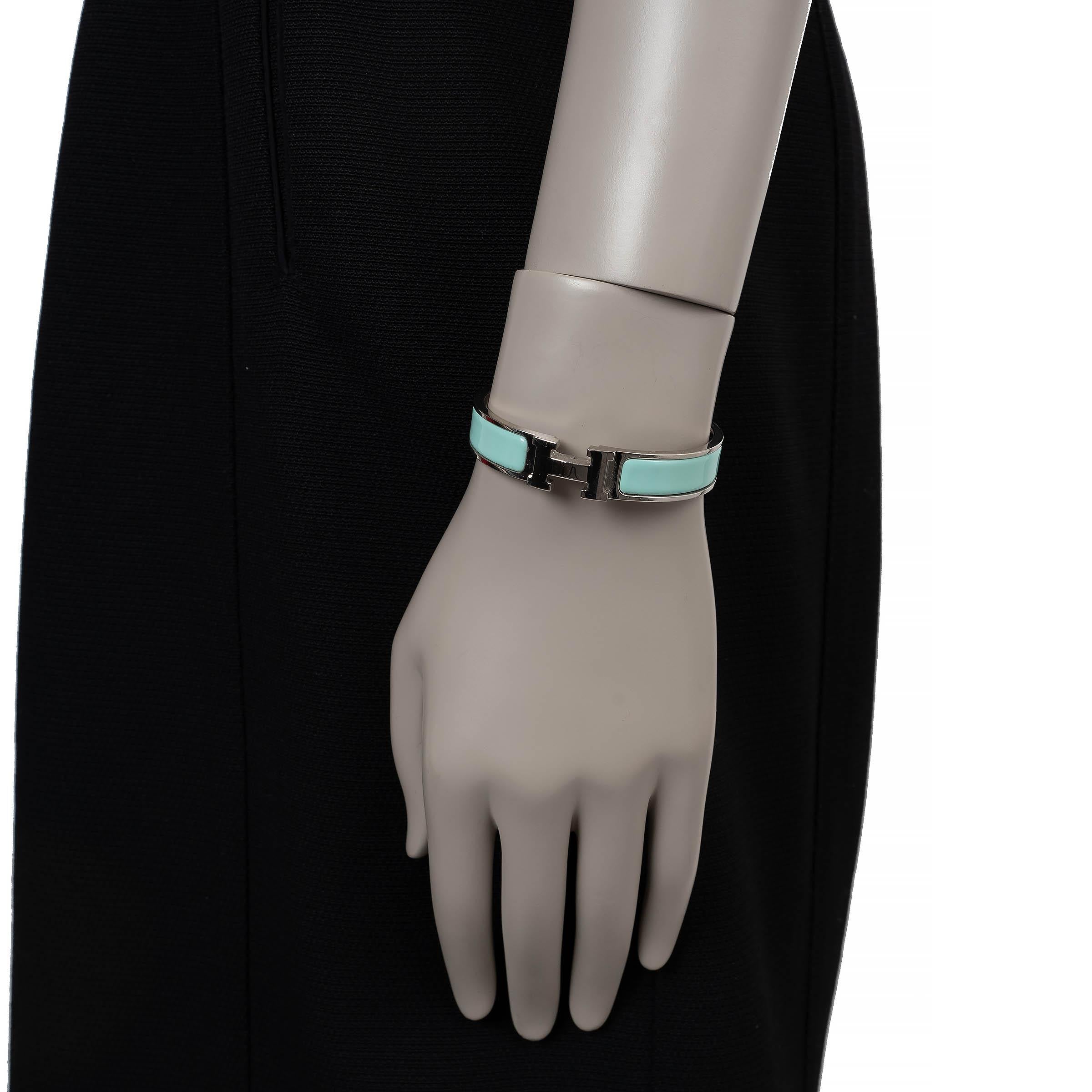 HERMÈS Bracelet CLIC H NARROW en émail de lagon en vente 1
