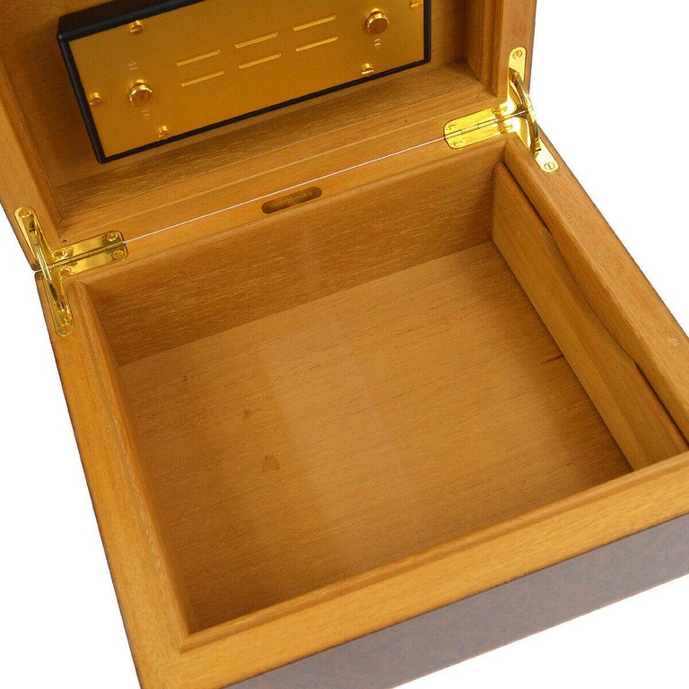 Hermes Laminate Wood Cigar Cigarette Humidor 'H' Logo Men's Storage Box
