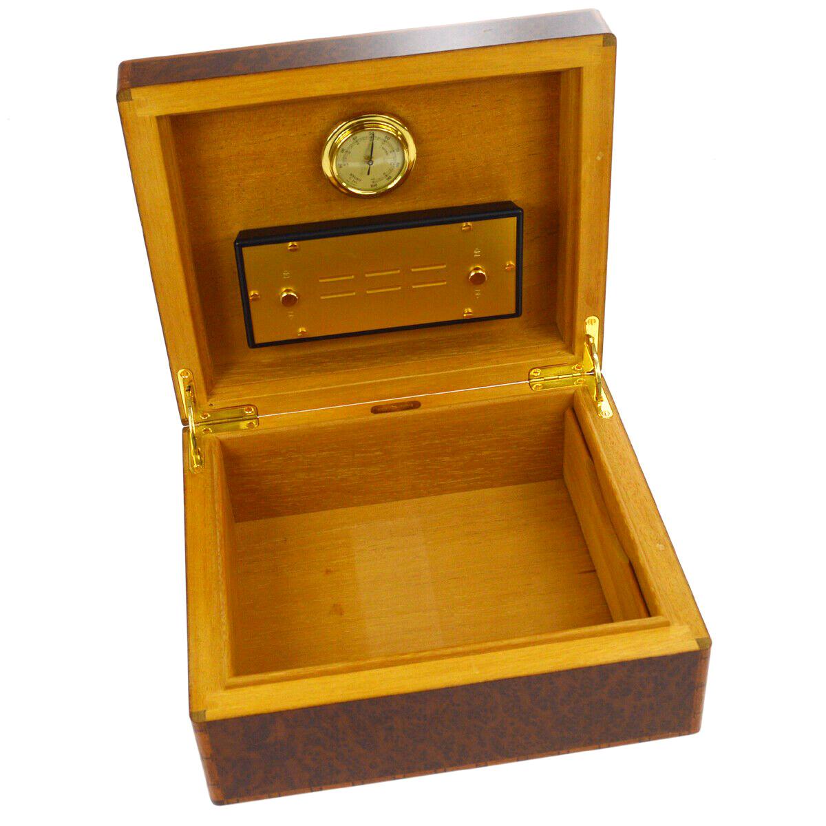 Hermes Laminate Wood Cigar Cigarette Humidor 'H' Logo Men's Storage Box Case