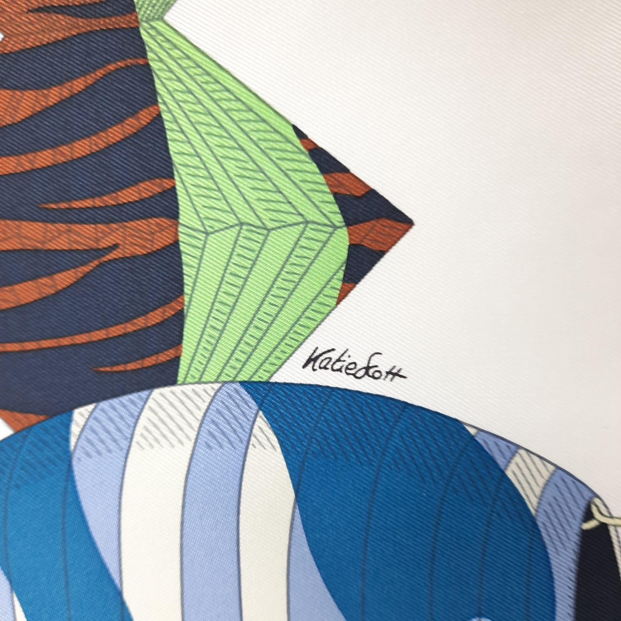 Hermes Lanternes, Ballons Et Cocardes Scarf 90 Silk Bleu Ciel / Blanc / 2