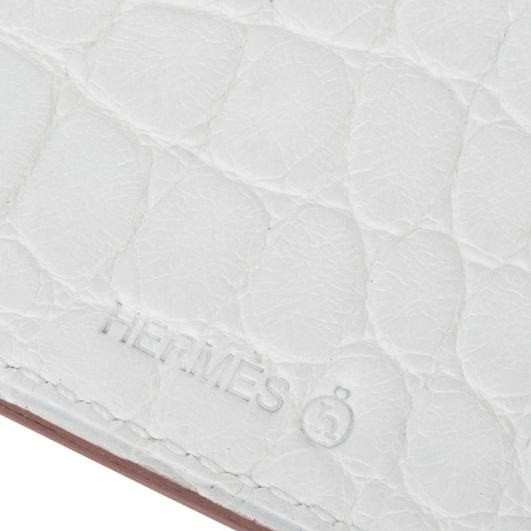 Hermes Lanyard Card Holder Necklace Nuage Porosus Crocodile Brown Epsom Petit H For Sale At 1stdibs