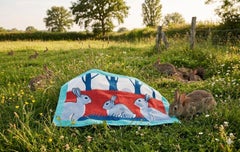 Serviette de plage en éponge « Hermès Lapins »