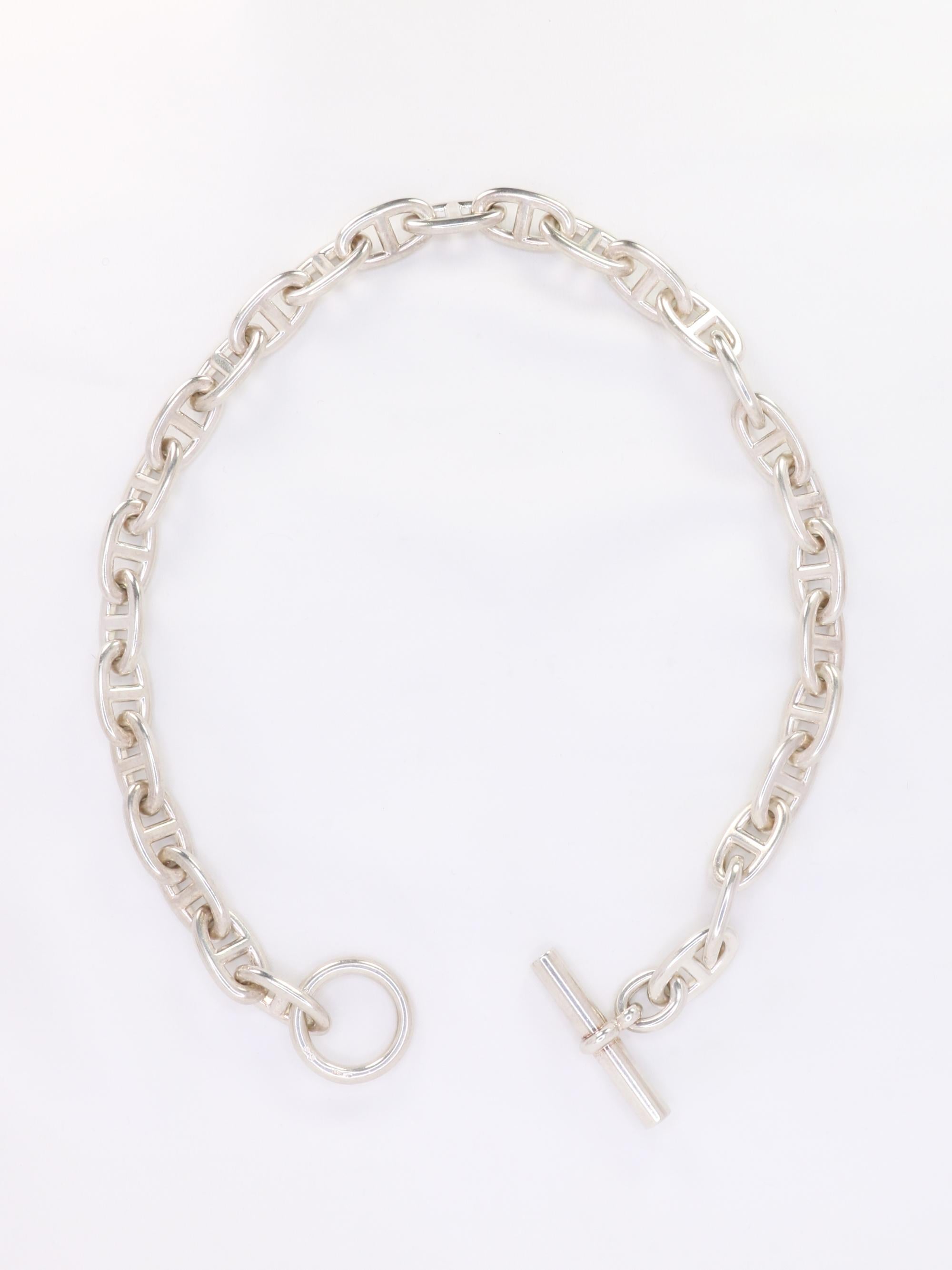 HERMES Large anchor chain Silver necklace For Sale 6