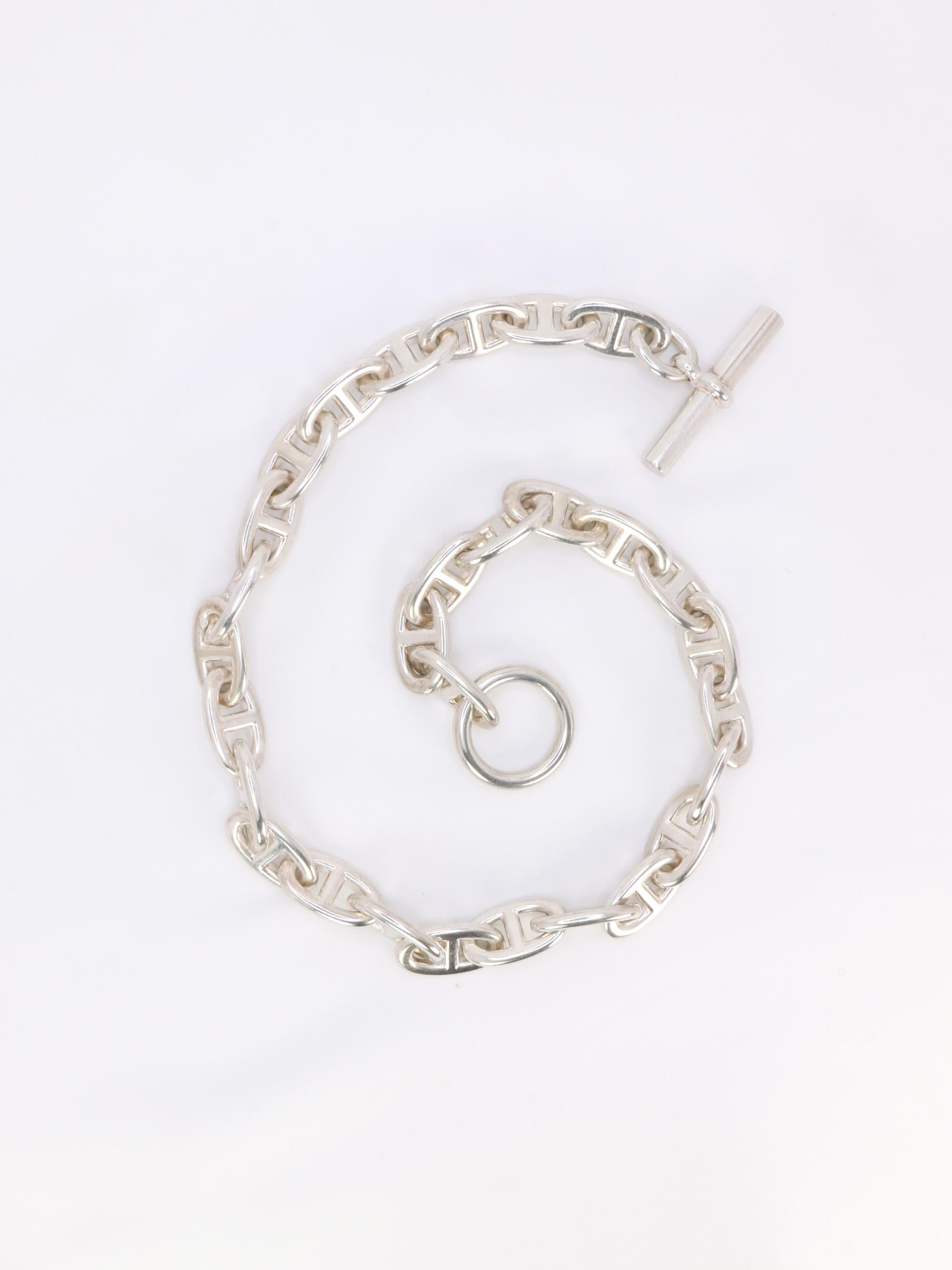 HERMES Large anchor chain Silver necklace For Sale 7