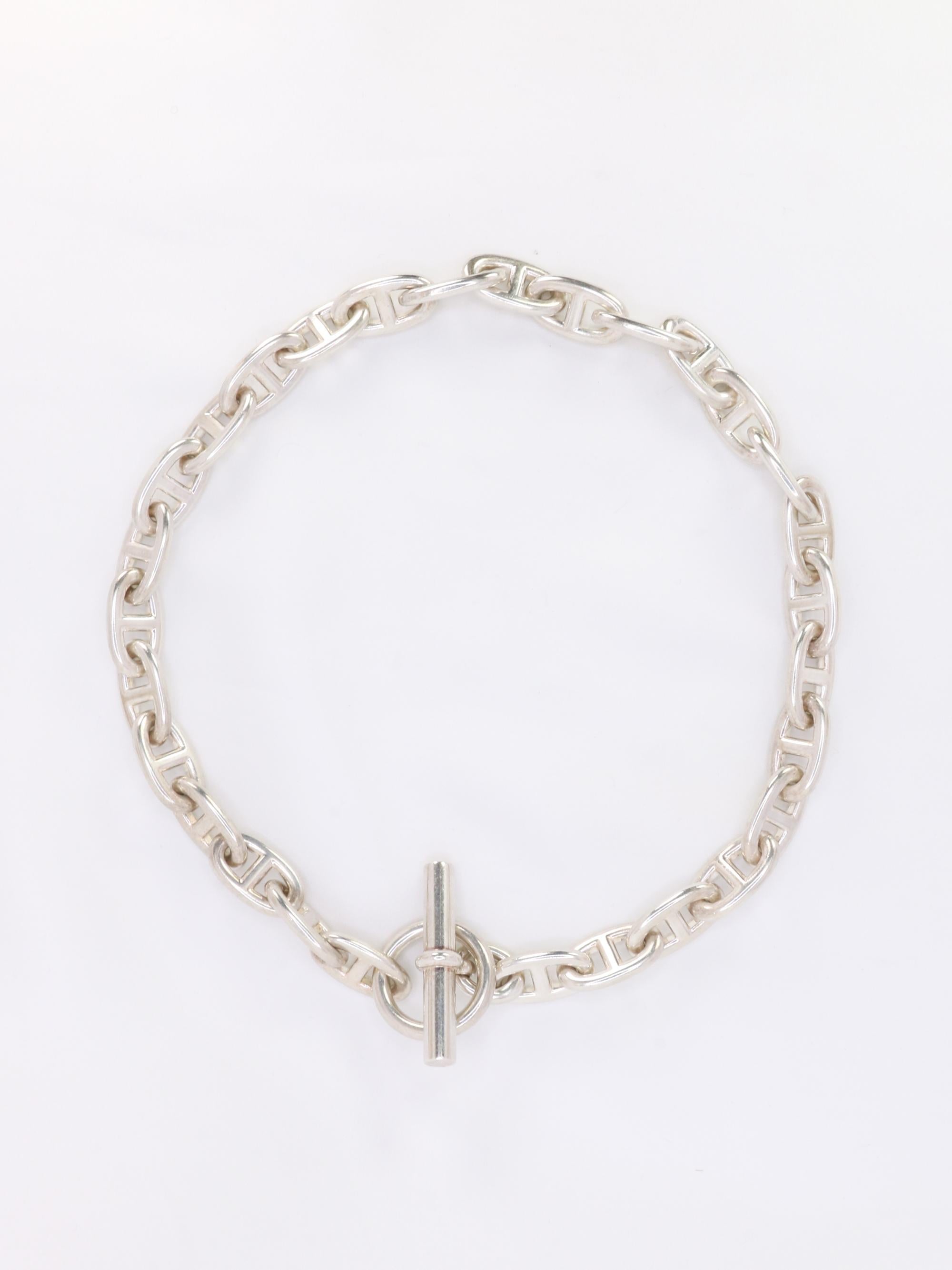 Women's or Men's HERMES Large anchor chain Silver necklace For Sale