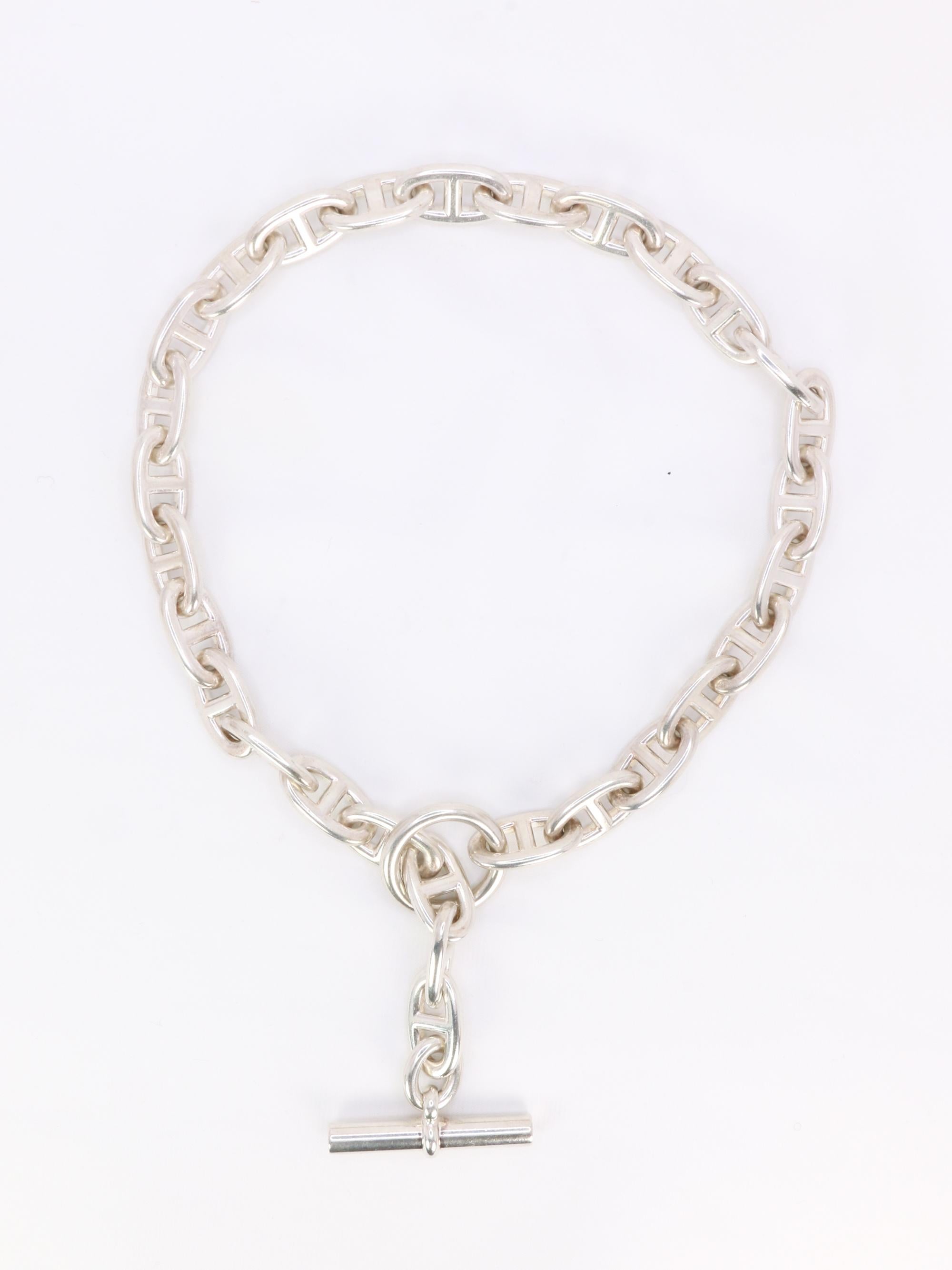HERMES Large anchor chain Silver necklace For Sale 5