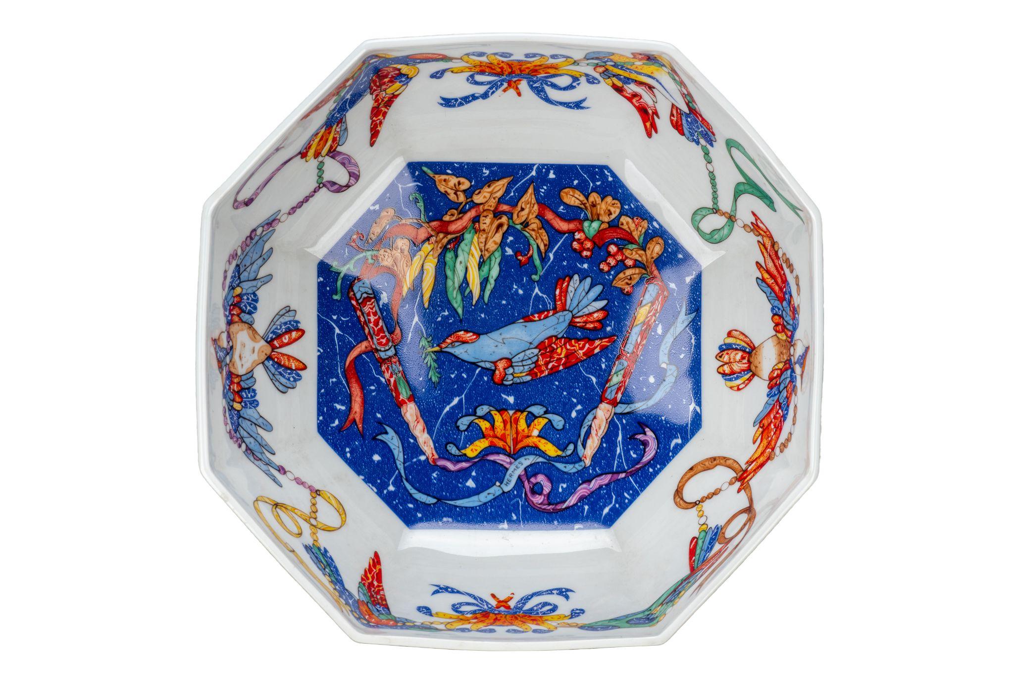 Women's or Men's Hermes Large Blue Birds Porcelain Bowl
