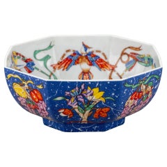 Cuenco grande de porcelana Hermes Pájaros azules