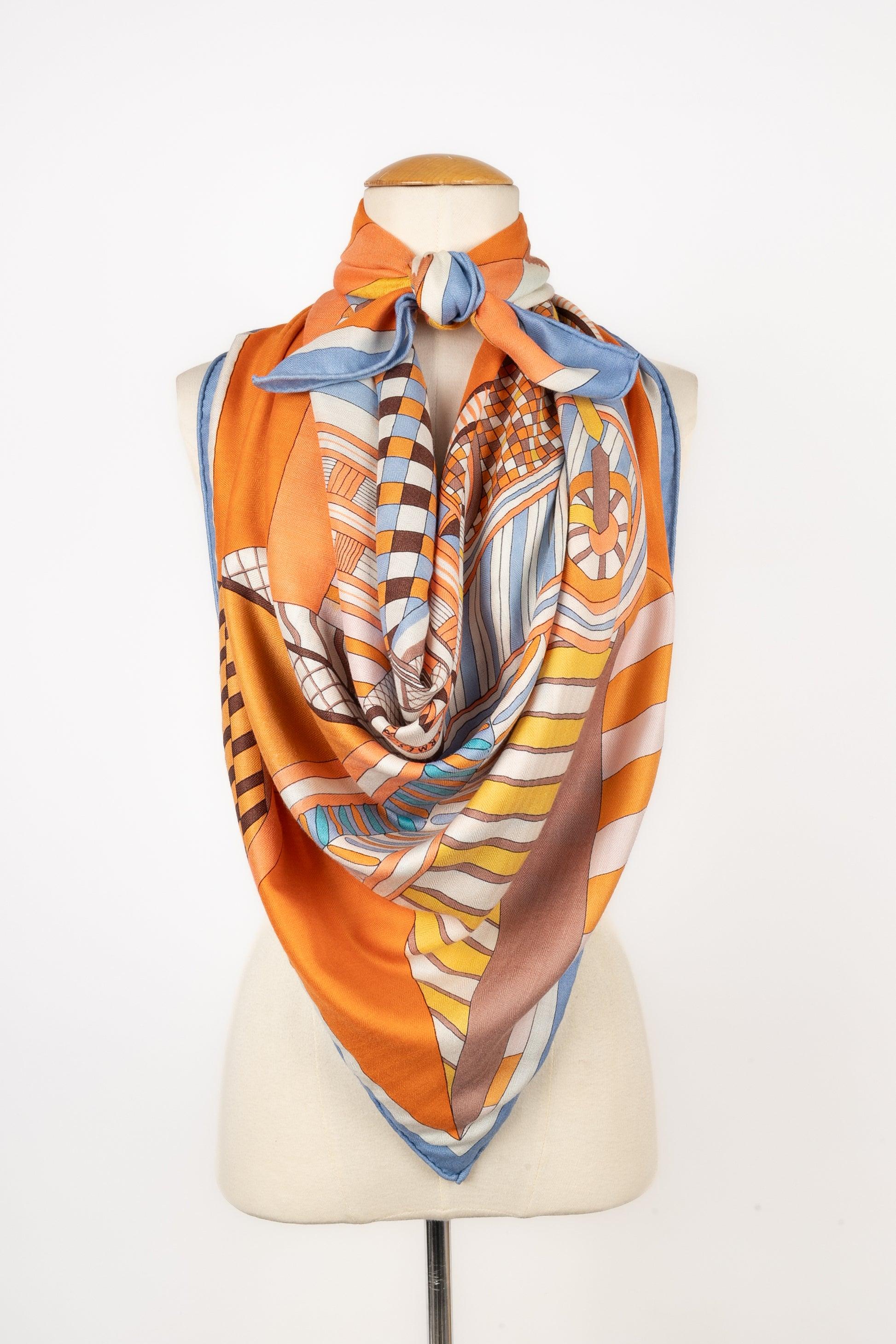 Hermès Große Kaschmirstola 'Imaginary Saddle', 2023 (Orange)
