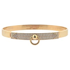 Hermes Large Collier De Chien Rose Gold Diamond Bracelet