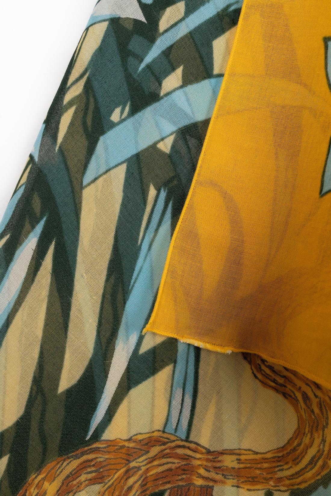 Hermès Large Cotton Cheesecloth Stole with he 'Jungle Love' For Sale 1