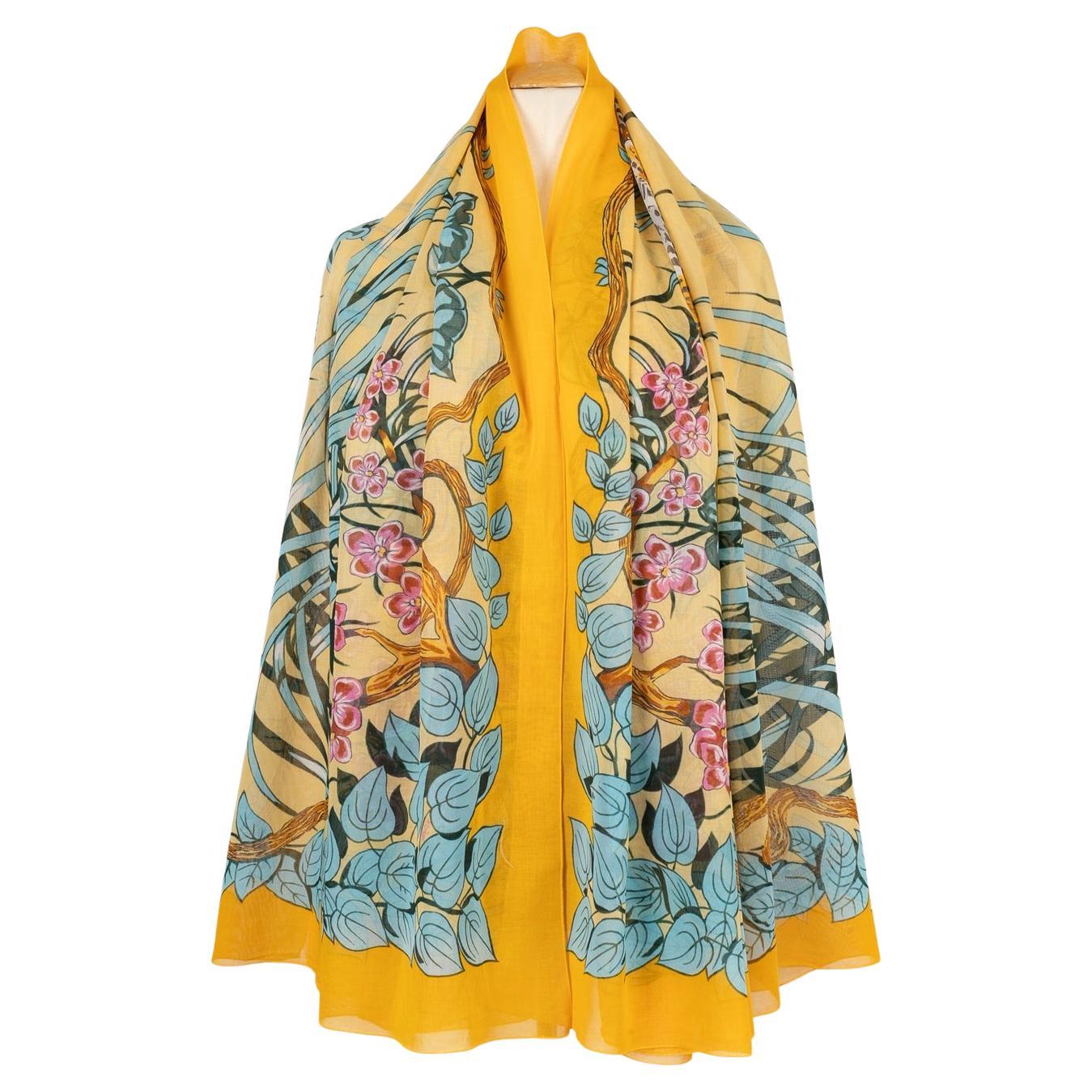 Hermès Large Cotton Cheesecloth Stole with he 'Jungle Love' For Sale